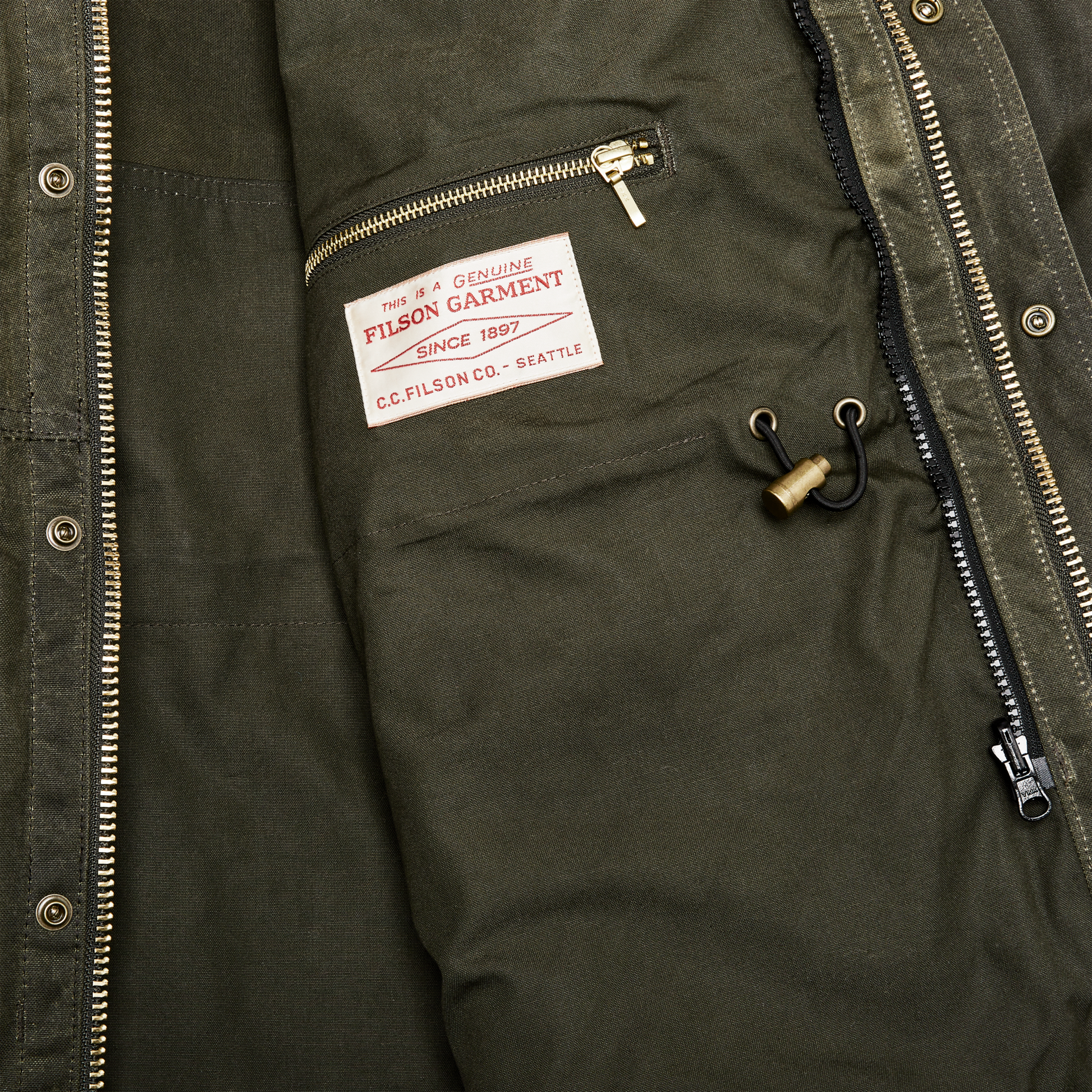 Alternate view of the Filson Tin Cloth Field Jacket - Otter Green