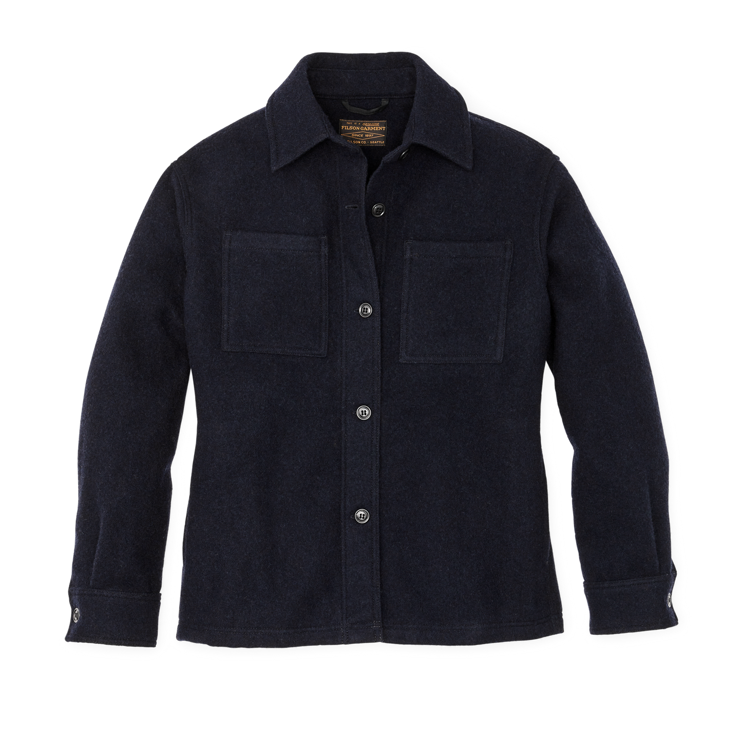 Front-facing image of the Filson Women's Wool Overshirt - Navy