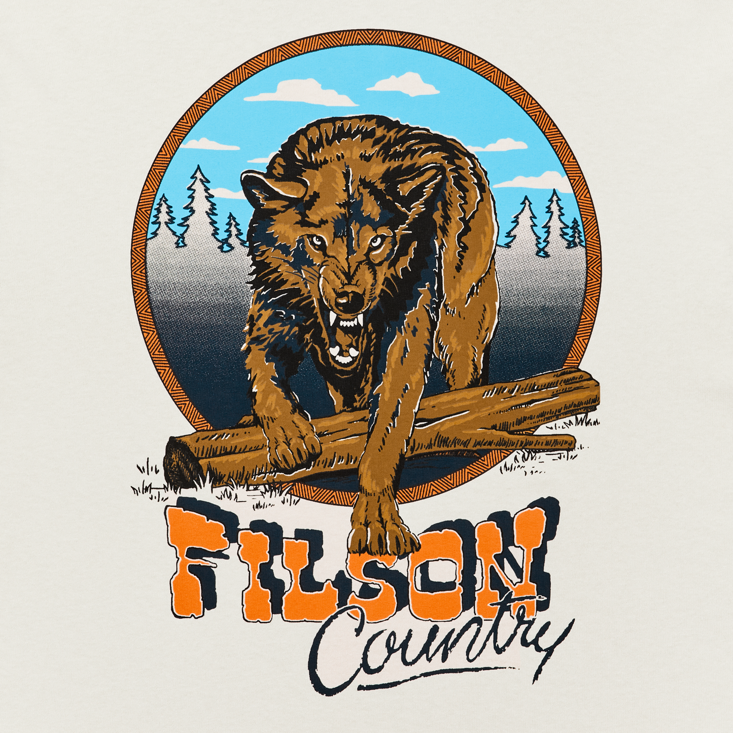 Alternate view of the Filson Long Sleeve Frontier Graphic T-shirt - Birch / Wolf Country