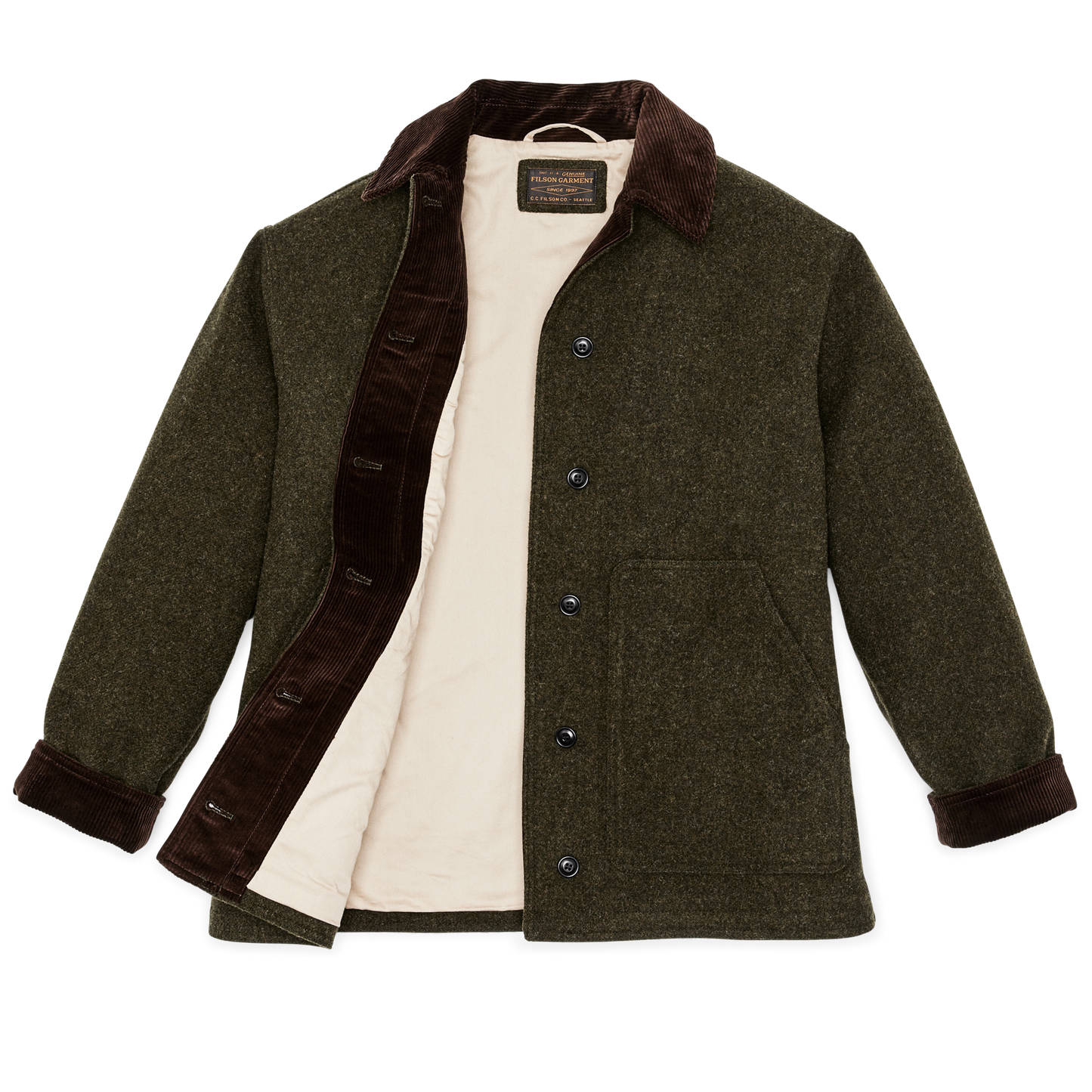 Alternate view of the Filson Women's Mackinaw Wool Barn Coat - Forset Green