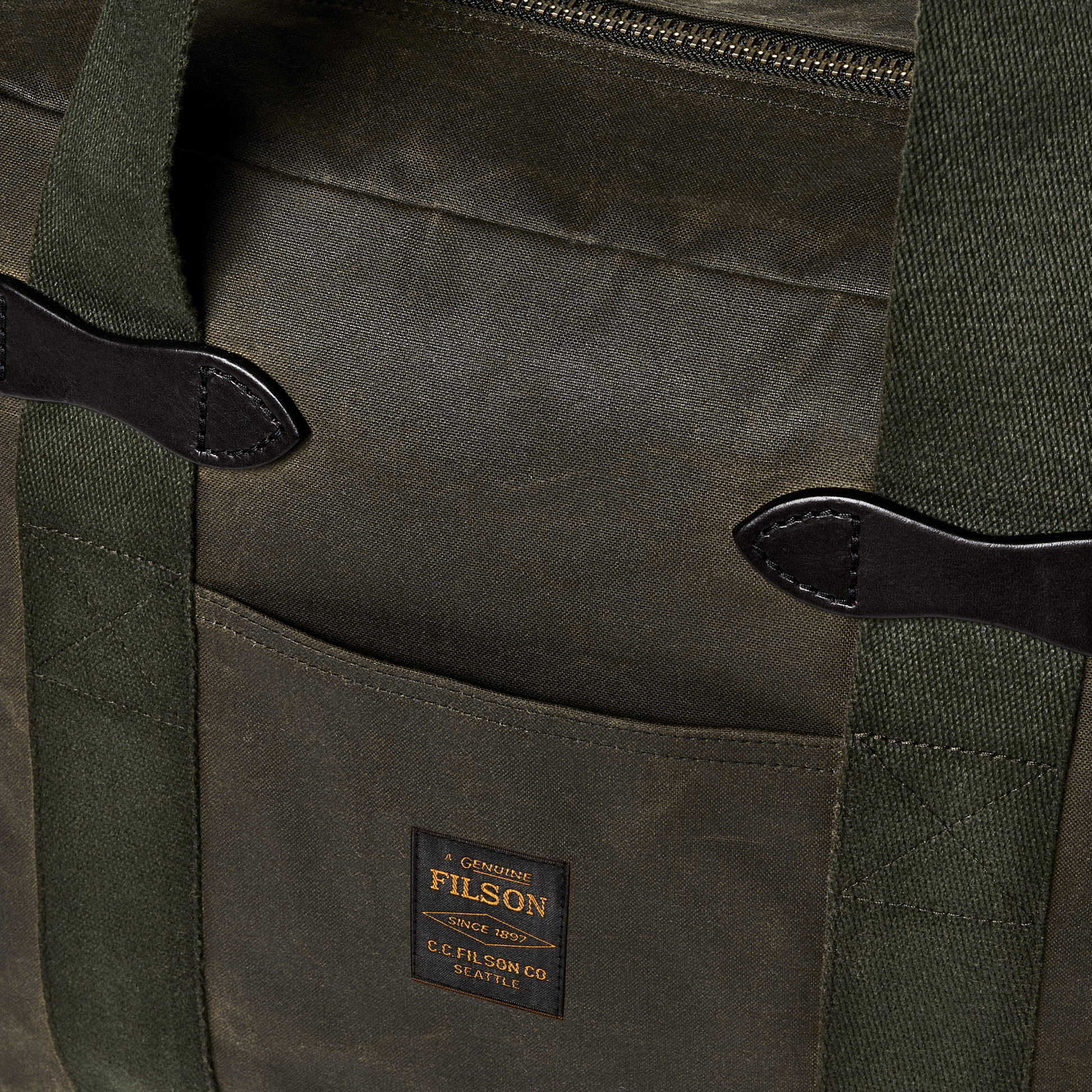 Alternate view of the Filson Tin Cloth Zipper Tote Bag - Otter Green