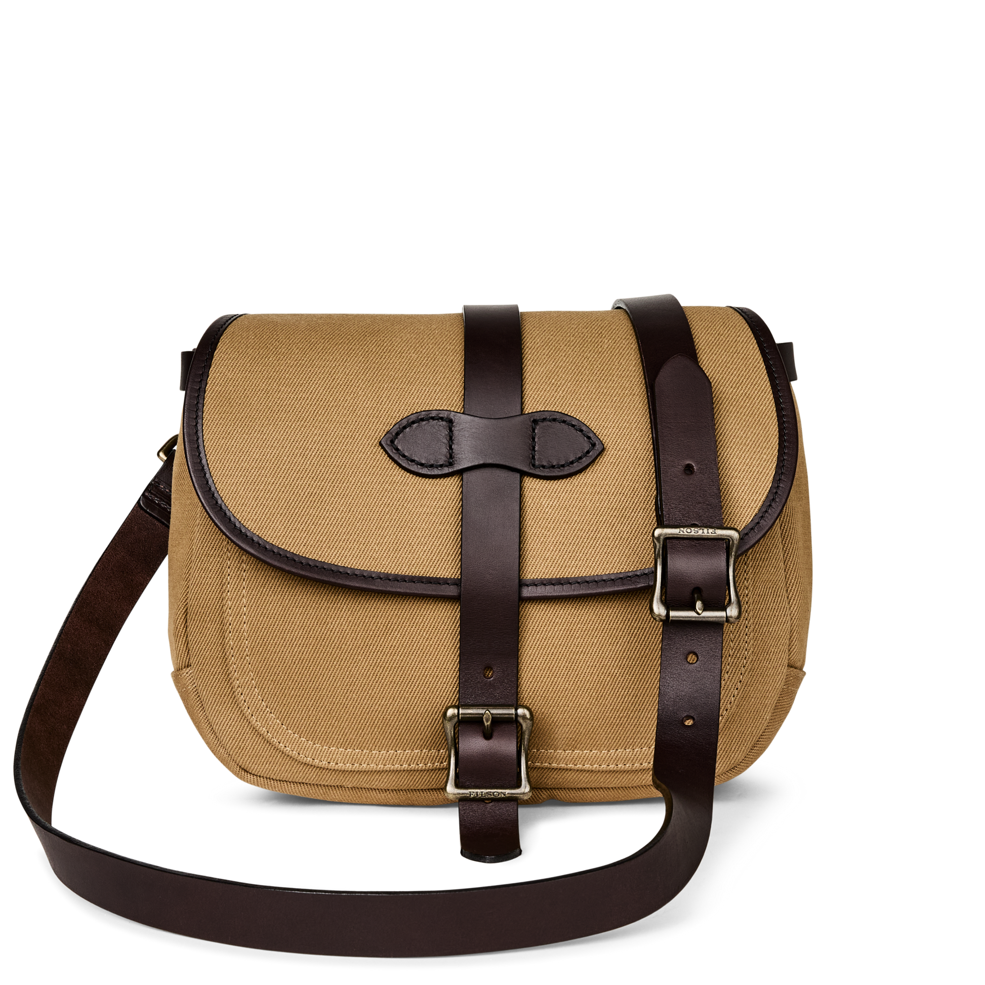 Front-facing image of the Filson Rugged Twill Xs Field Bag - Tan