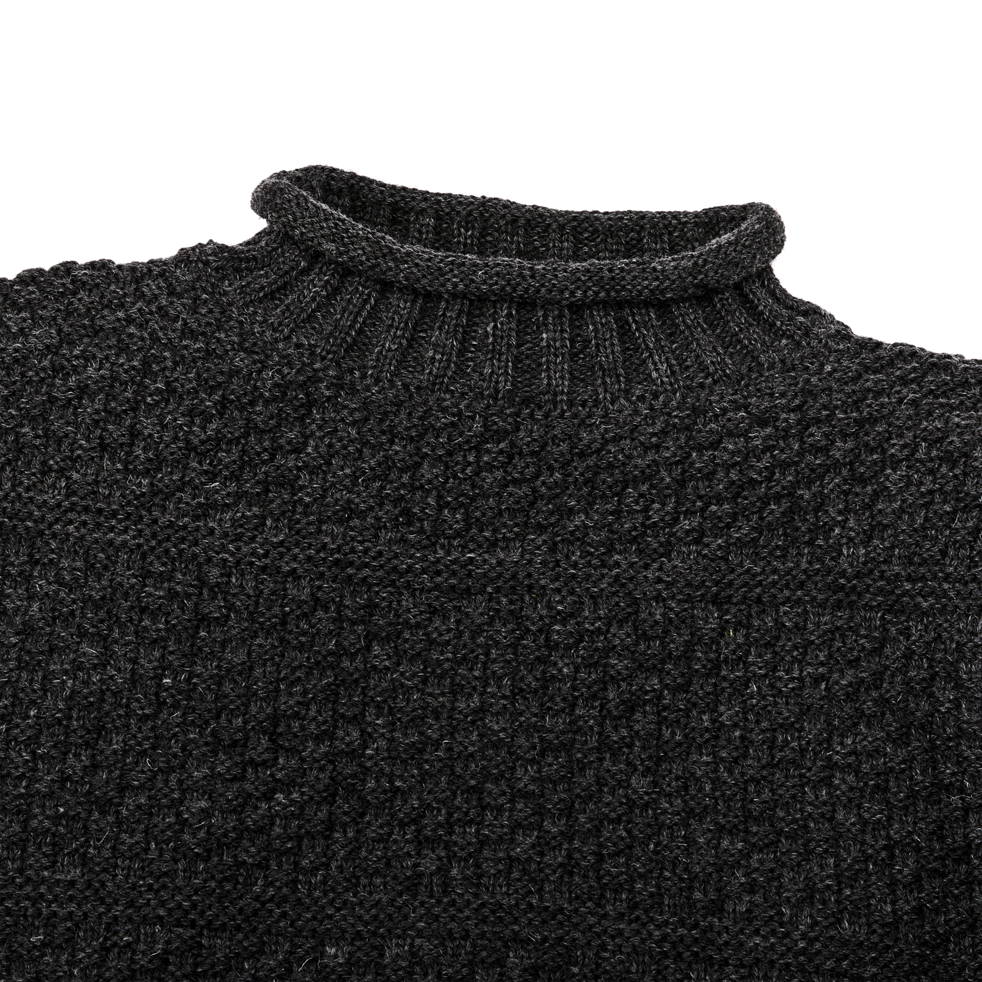 Alternate view of the Filson Wool Roll Neck Fisherman's Sweater - Charcoal Heather