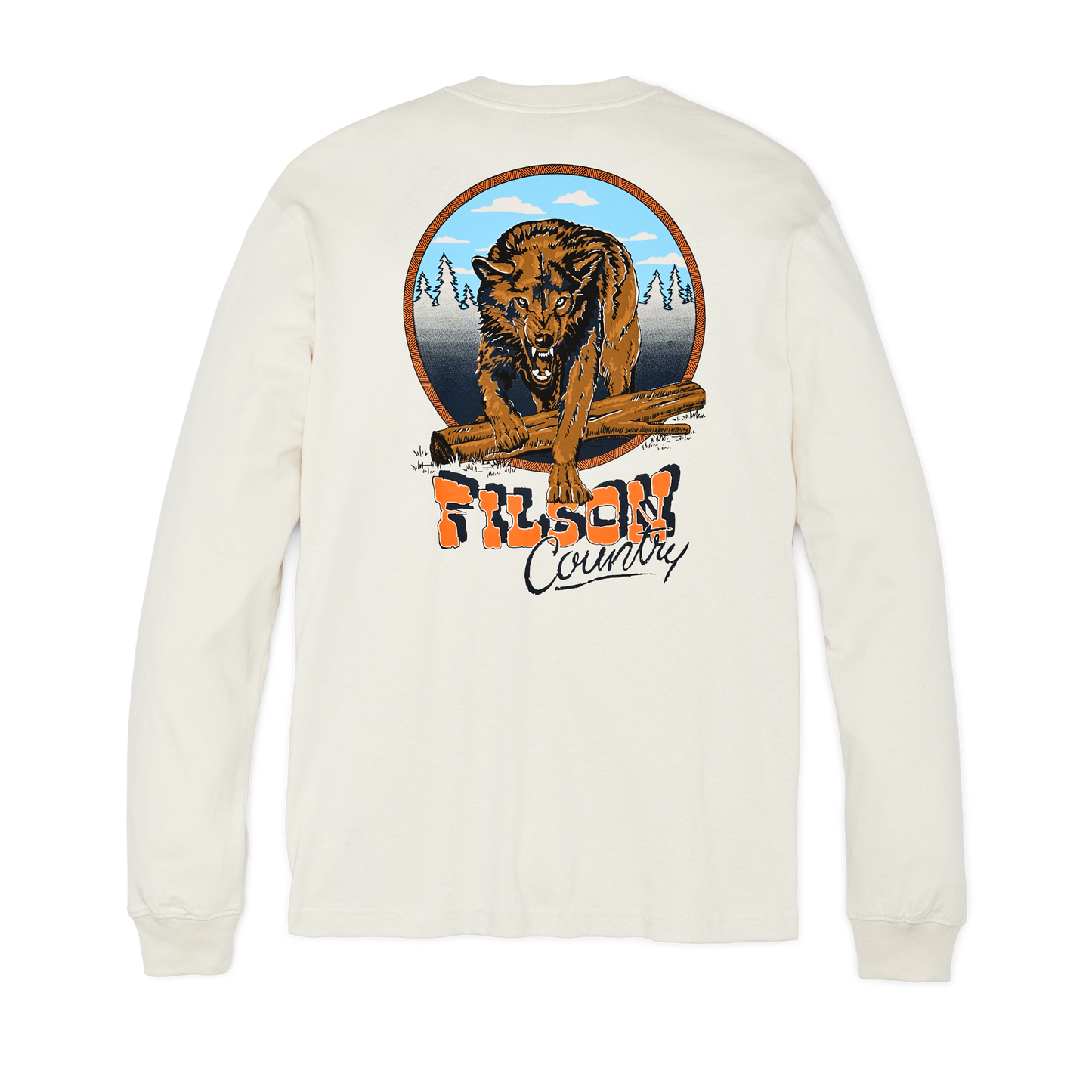 Alternate view of the Filson Long Sleeve Frontier Graphic T-shirt - Birch / Wolf Country