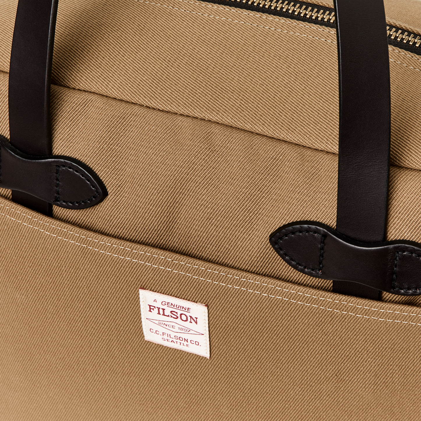 Rugged Twill Zipper Tote Bag - Tan