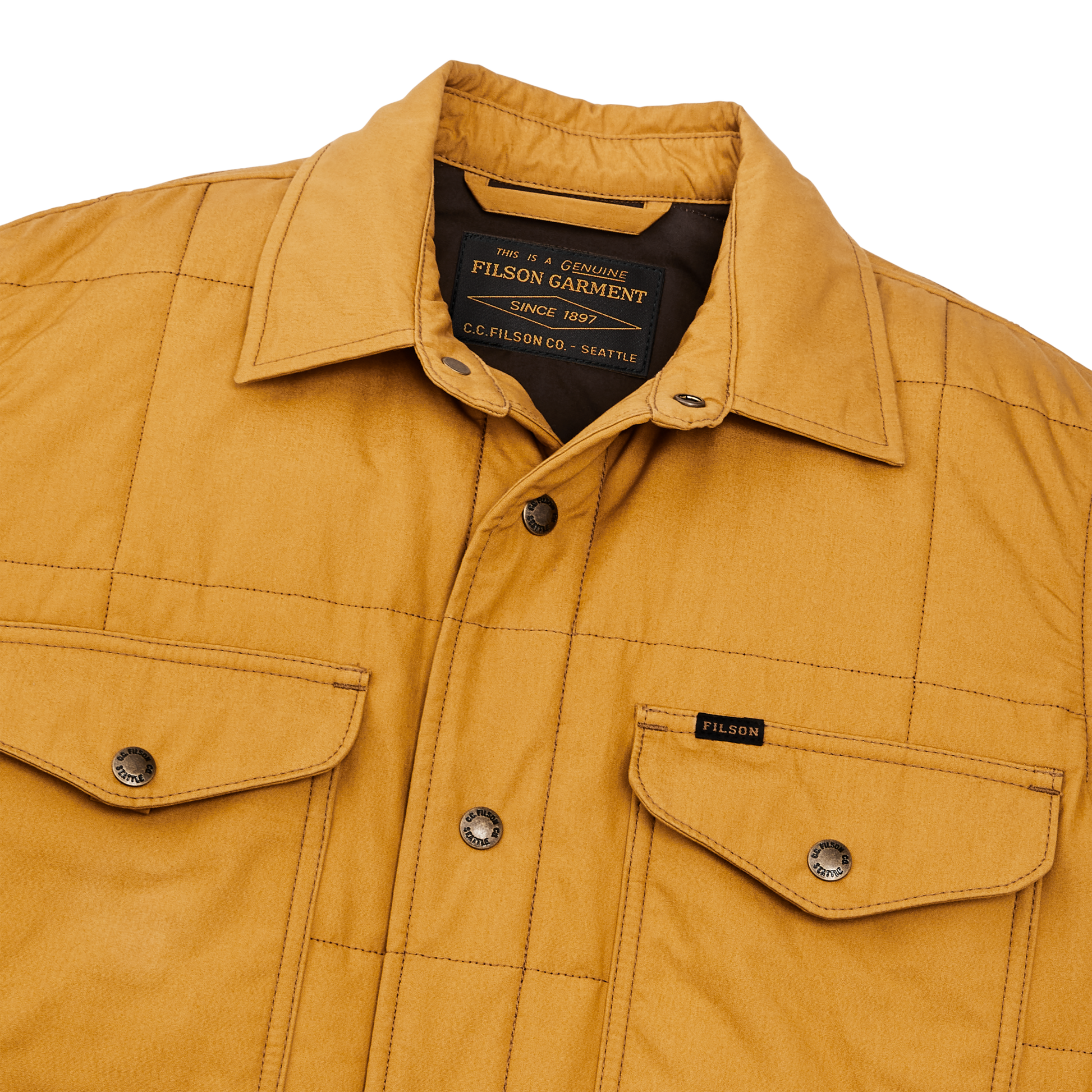 Alternate view of the Filson Cover Cloth Quilted Jac-shirt - Yellow Ochre