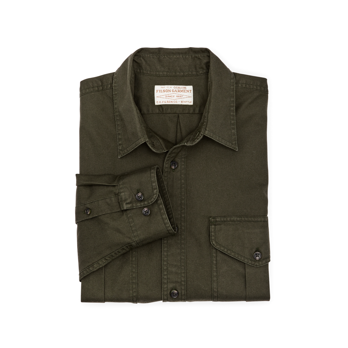 Alternate view of the Filson Lightweight Alaskan Guide Shirt - Dark Olive