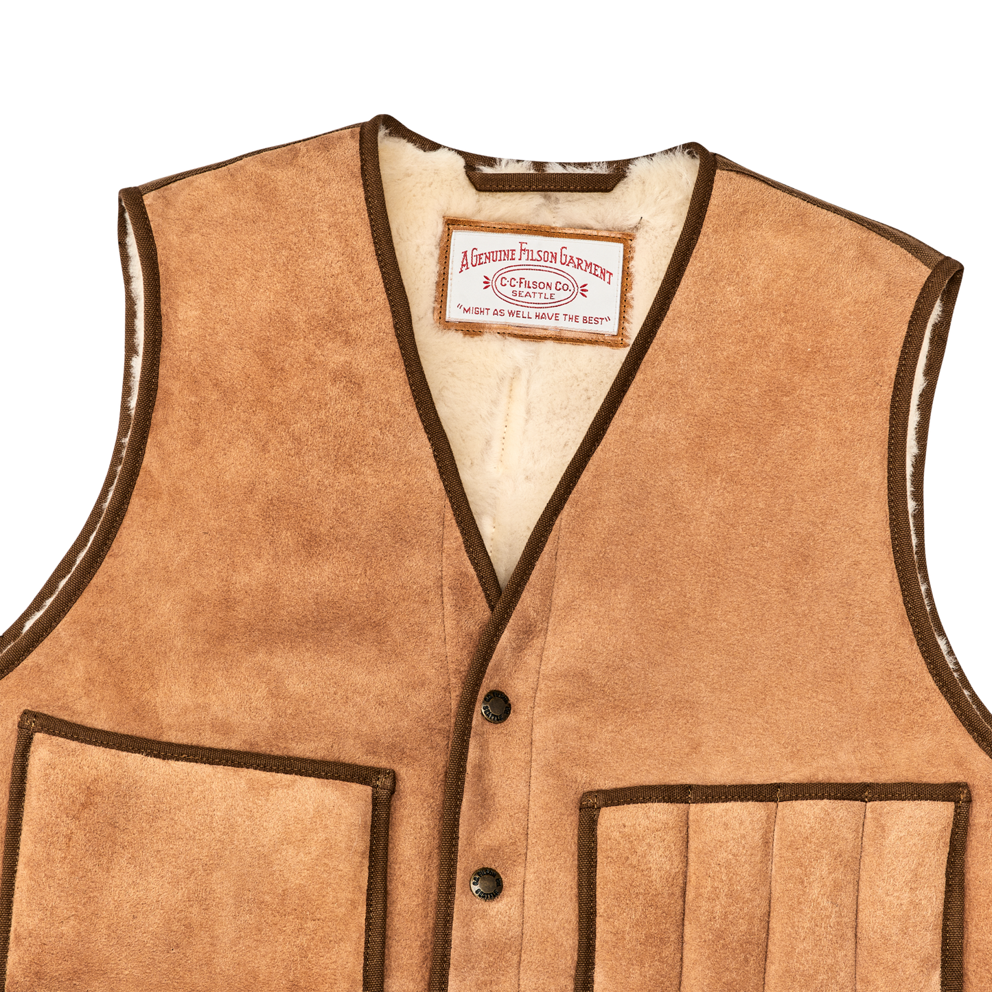 Alternate view of the Filson Shearling Cruiser Vest - Almond Beige