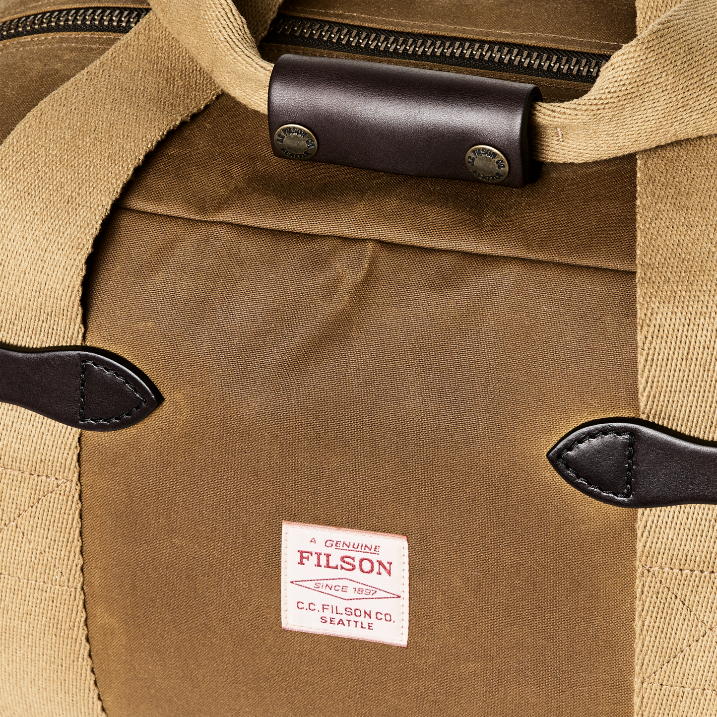 Alternate view of the Filson Small Tin Cloth Duffle Bag - Dark Tan