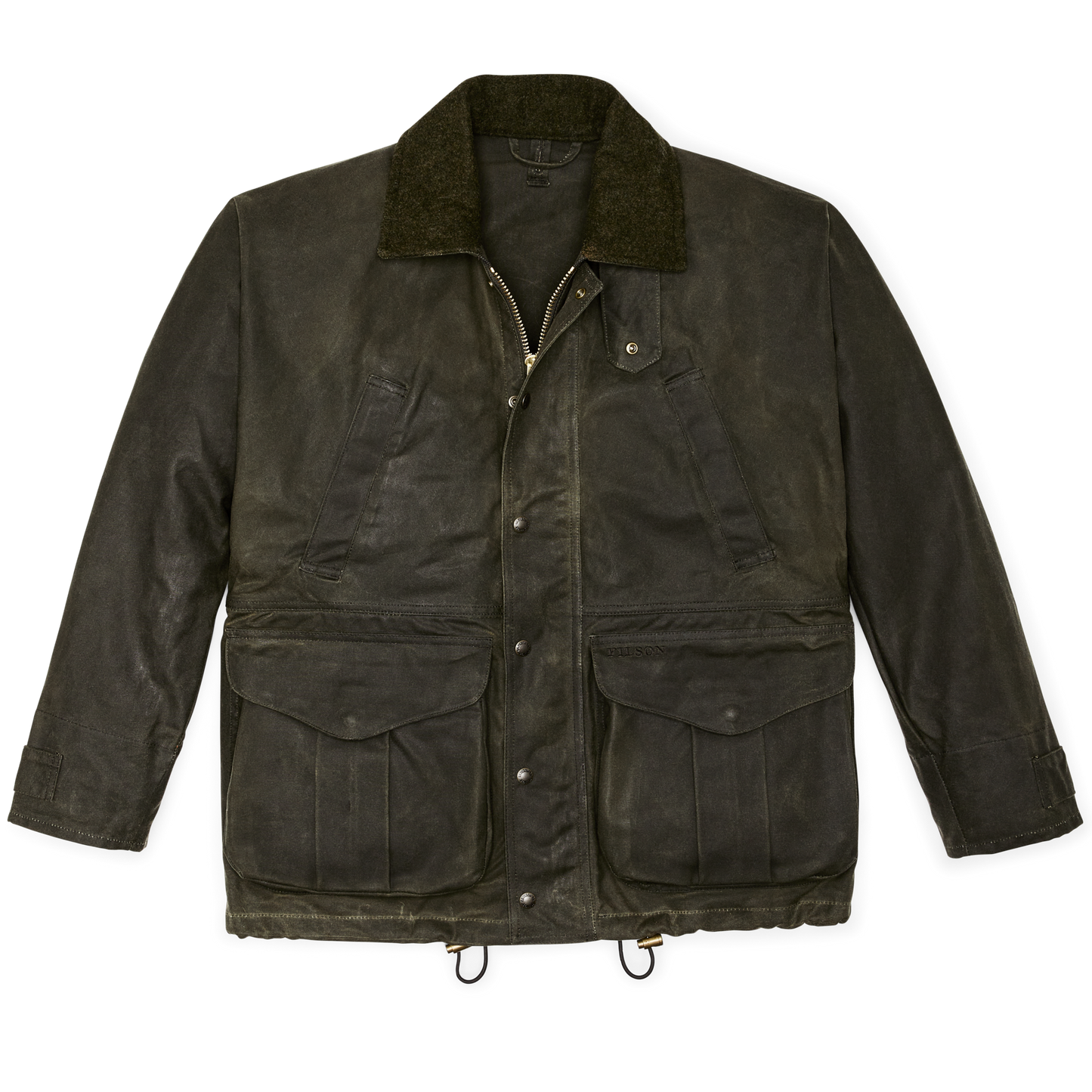 Front-facing image of the Filson Tin Cloth Field Jacket - Otter Green