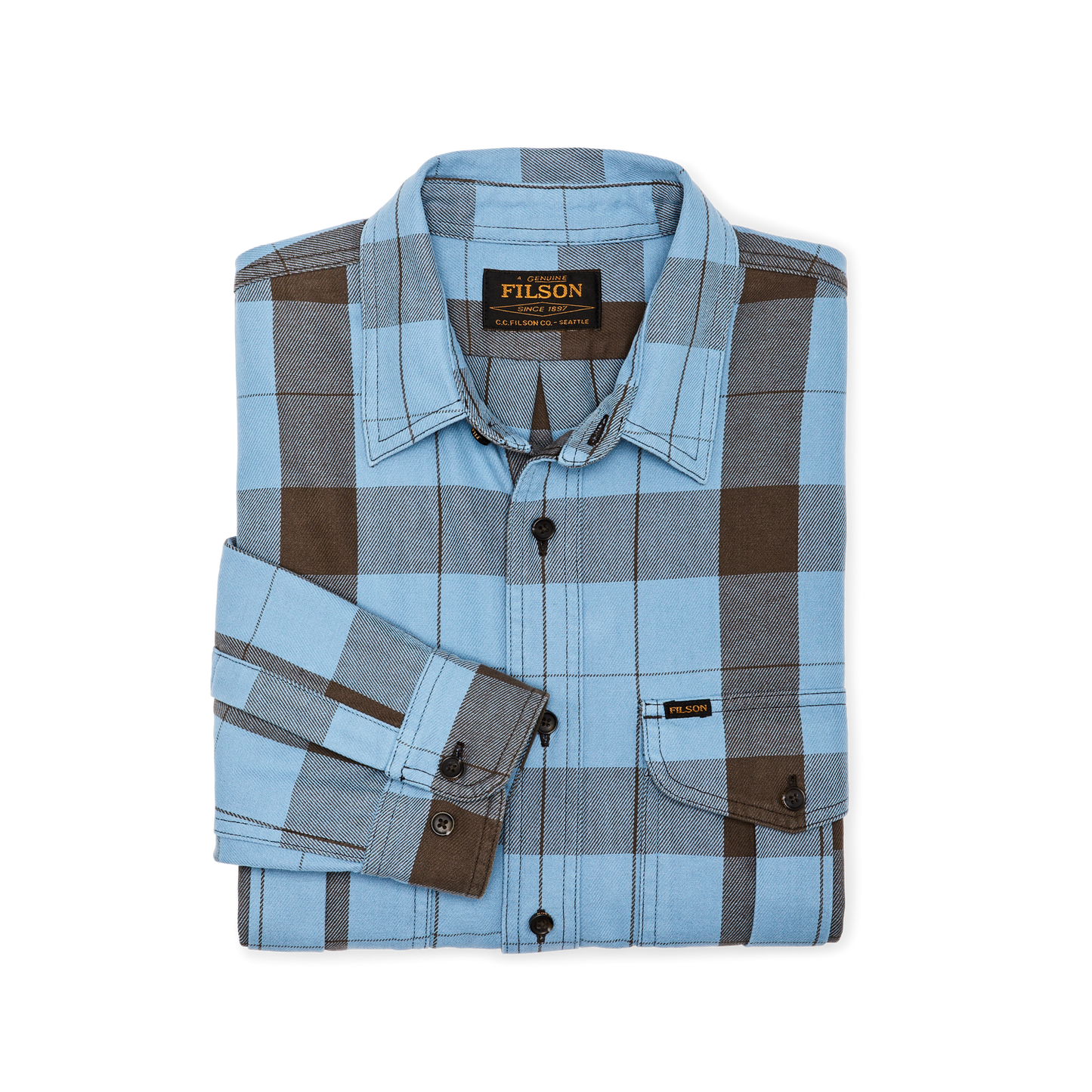 Alternate view of the Filson Vintage Wash Alaskan Guide Shirt - Blue / Dark Brown Plaid