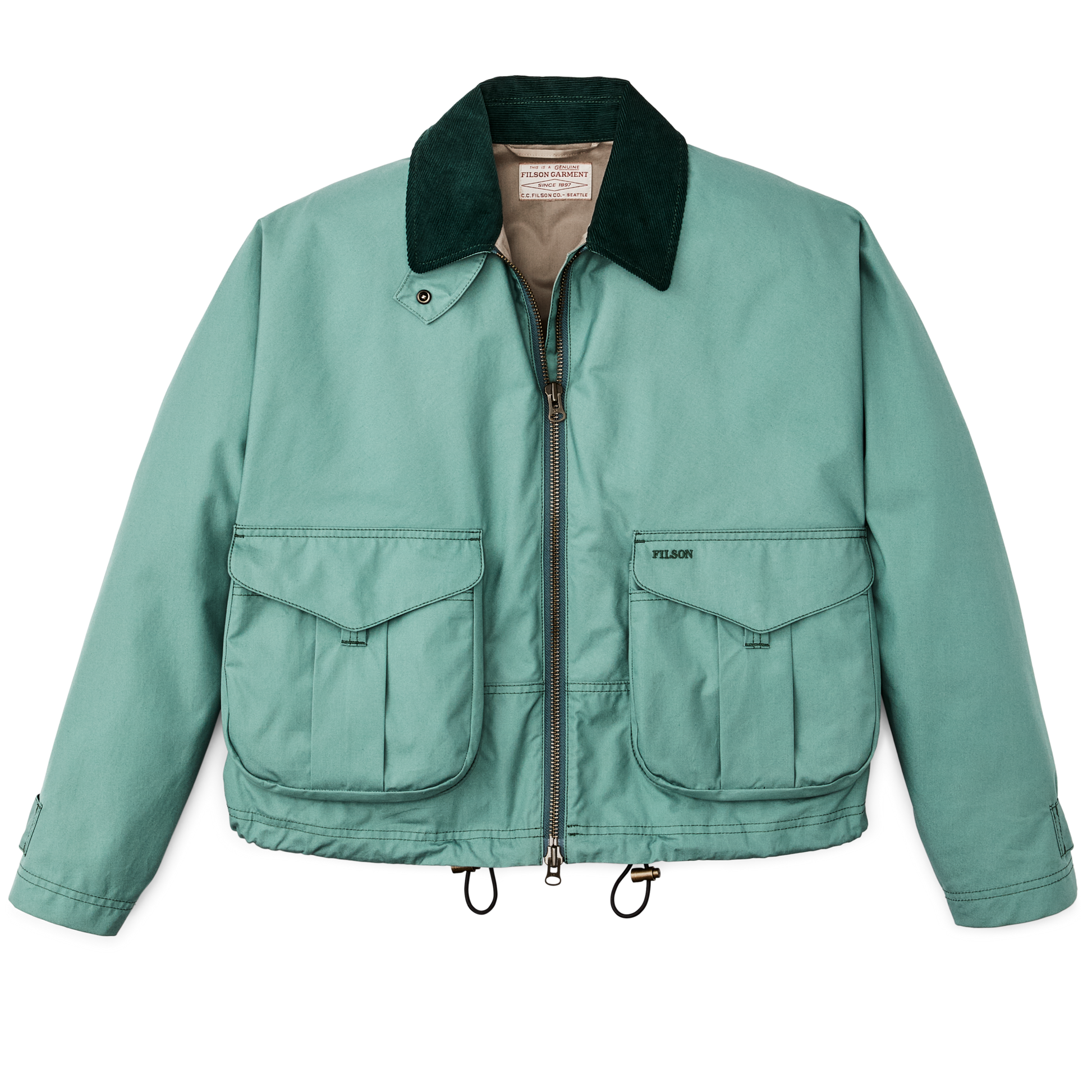 Front-facing image of the Filson Women's Aviator Cloth Short Work Jacket - Deep Sea