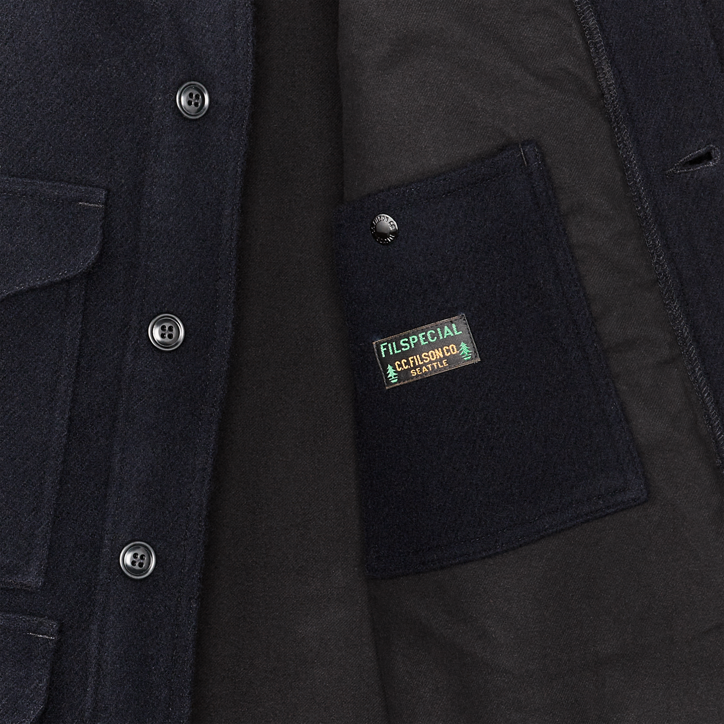 Alternate view of the Filson Mackinaw Wool Hooded Cruiser Jacket - Dark Navy