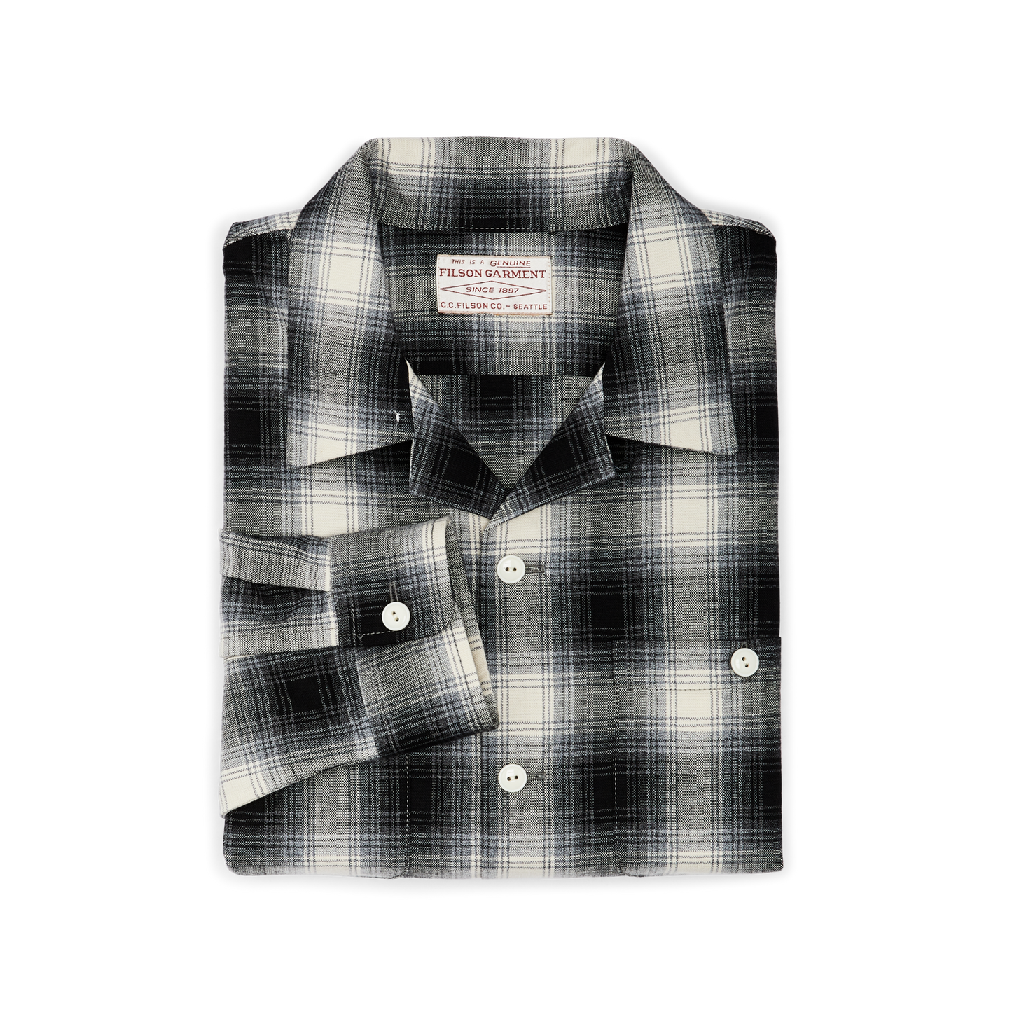 Alternate view of the Filson Elk Heights Camp Shirt - Black / Gray Shadow Plaid