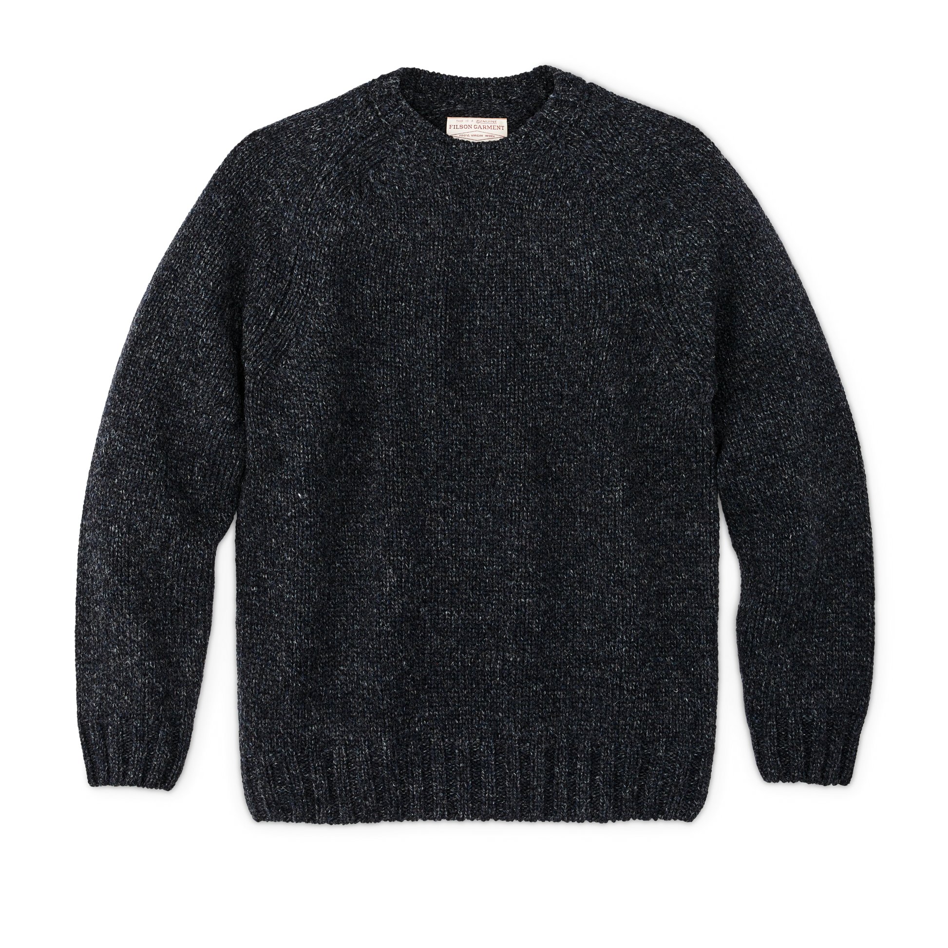 Front-facing image of the Filson Heritage 3-gauge Wool Sweater - Slate / Navy Melange