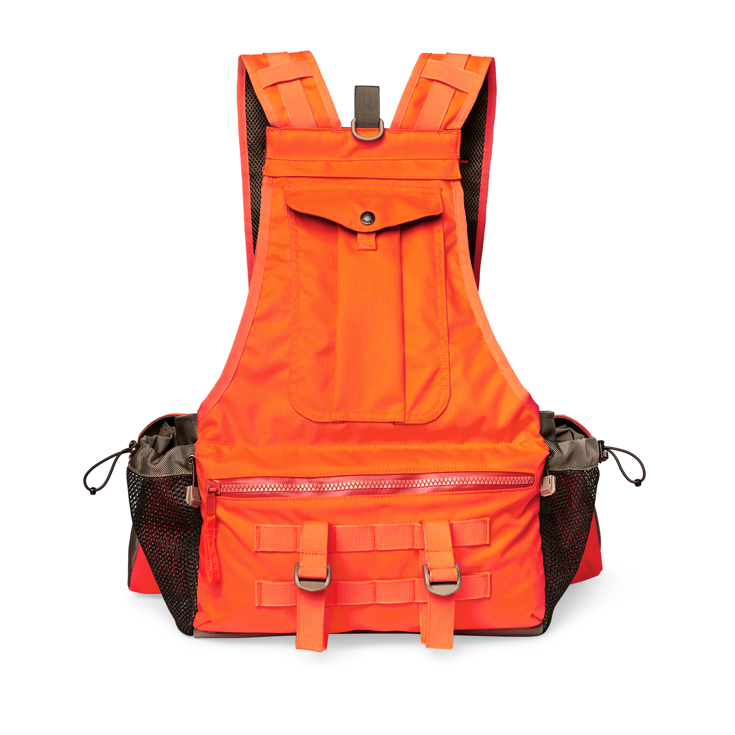 Alternate view of the Filson Upland Guide Strap Vest - Dark Tan / Blaze Orange