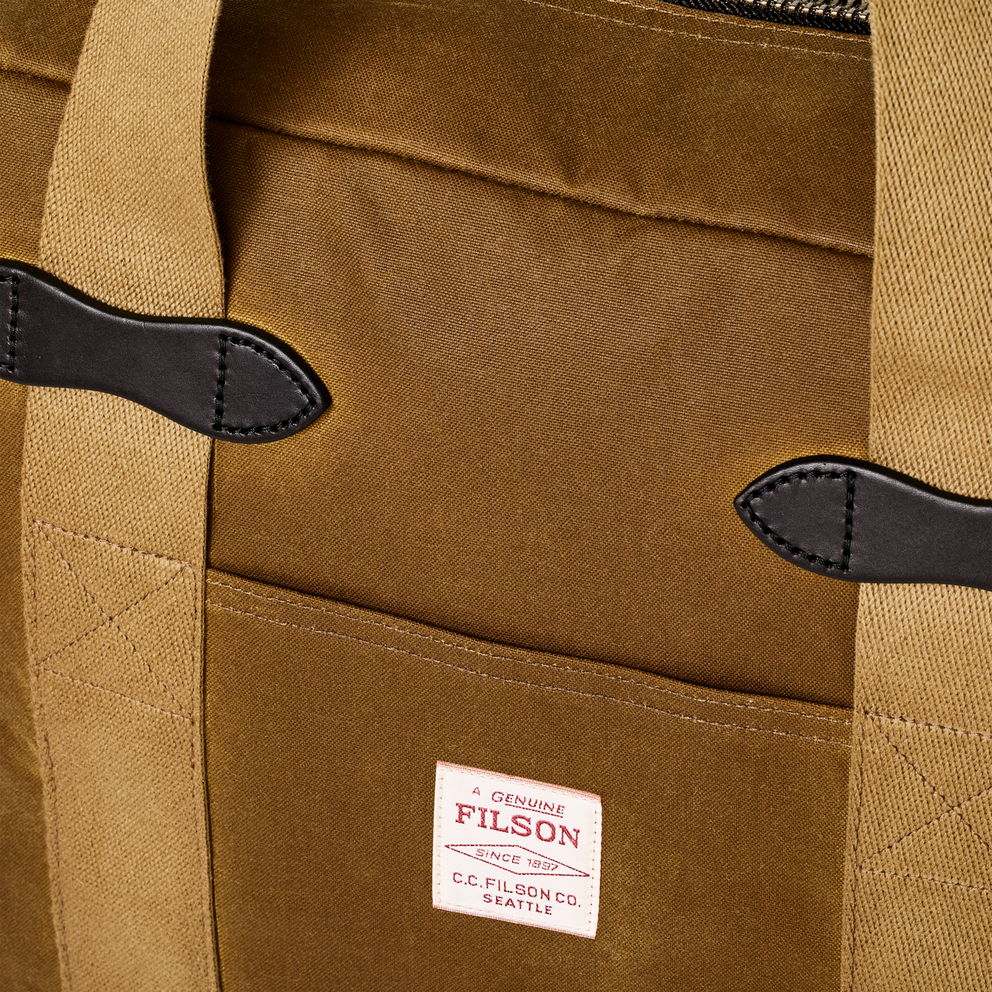 Alternate view of the Filson Tin Cloth Zipper Tote Bag - Dark Tan