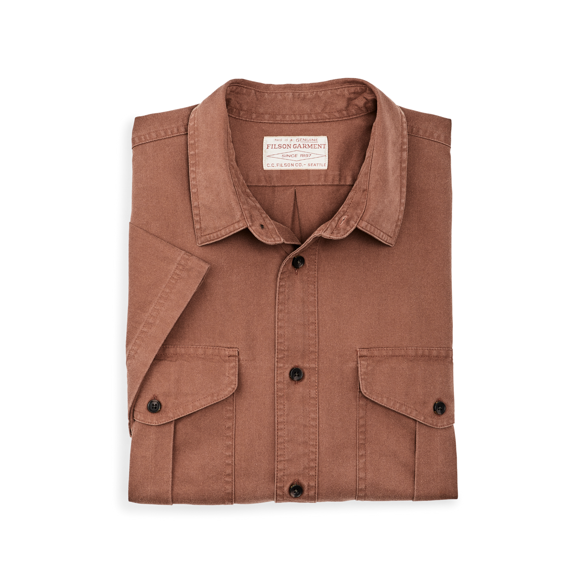 Alternate view of the Filson Short Sleeve Lightweight Alaskan Guide Shirt  - Mahogany Brown