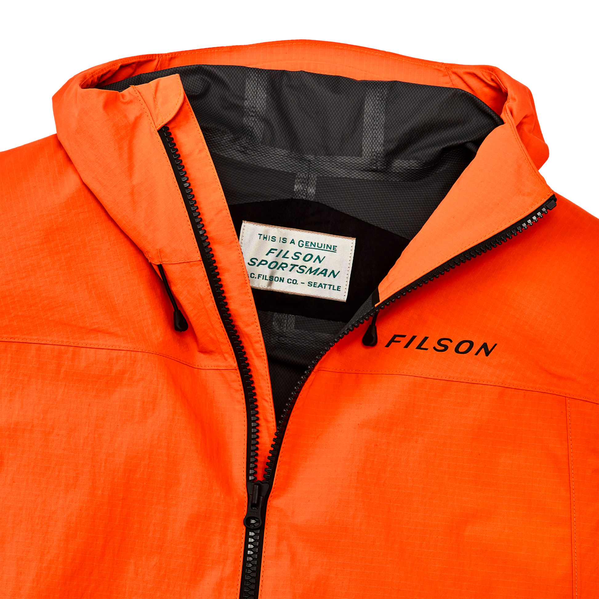 Alternate view of the Filson Swiftwater Rain Jacket - Blaze Orange