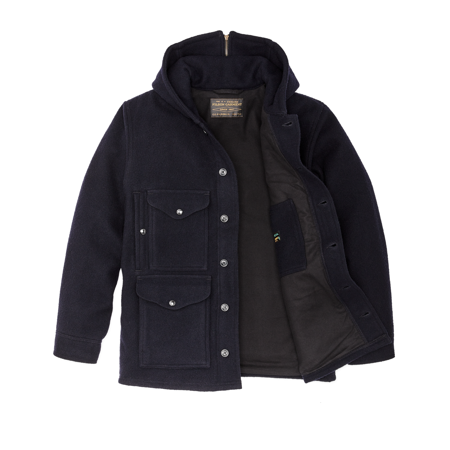 Alternate view of the Filson Mackinaw Wool Hooded Cruiser Jacket - Dark Navy