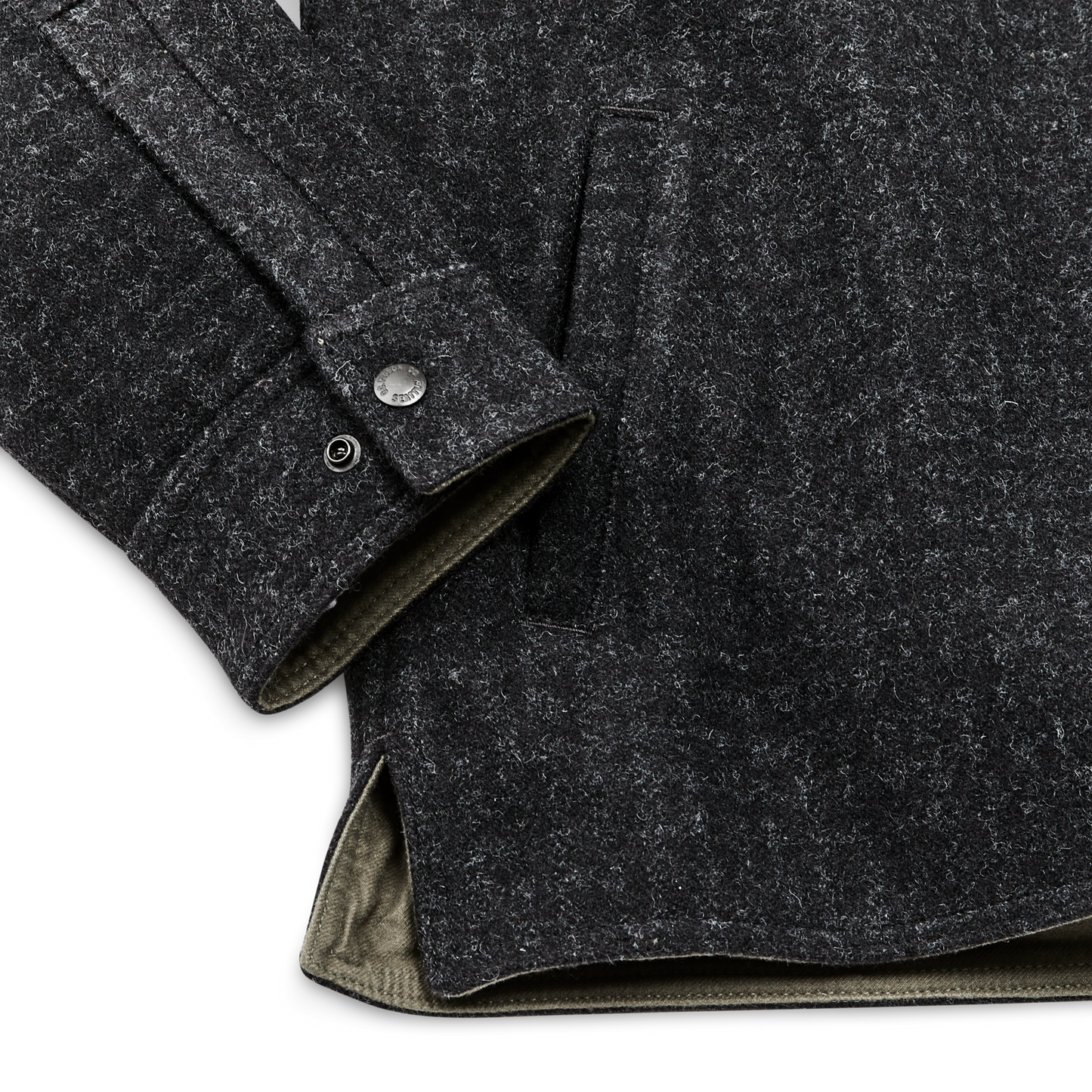 Alternate view of the Filson Lined Mackinaw Wool Jac Shirt - Black Marl / Heather Check