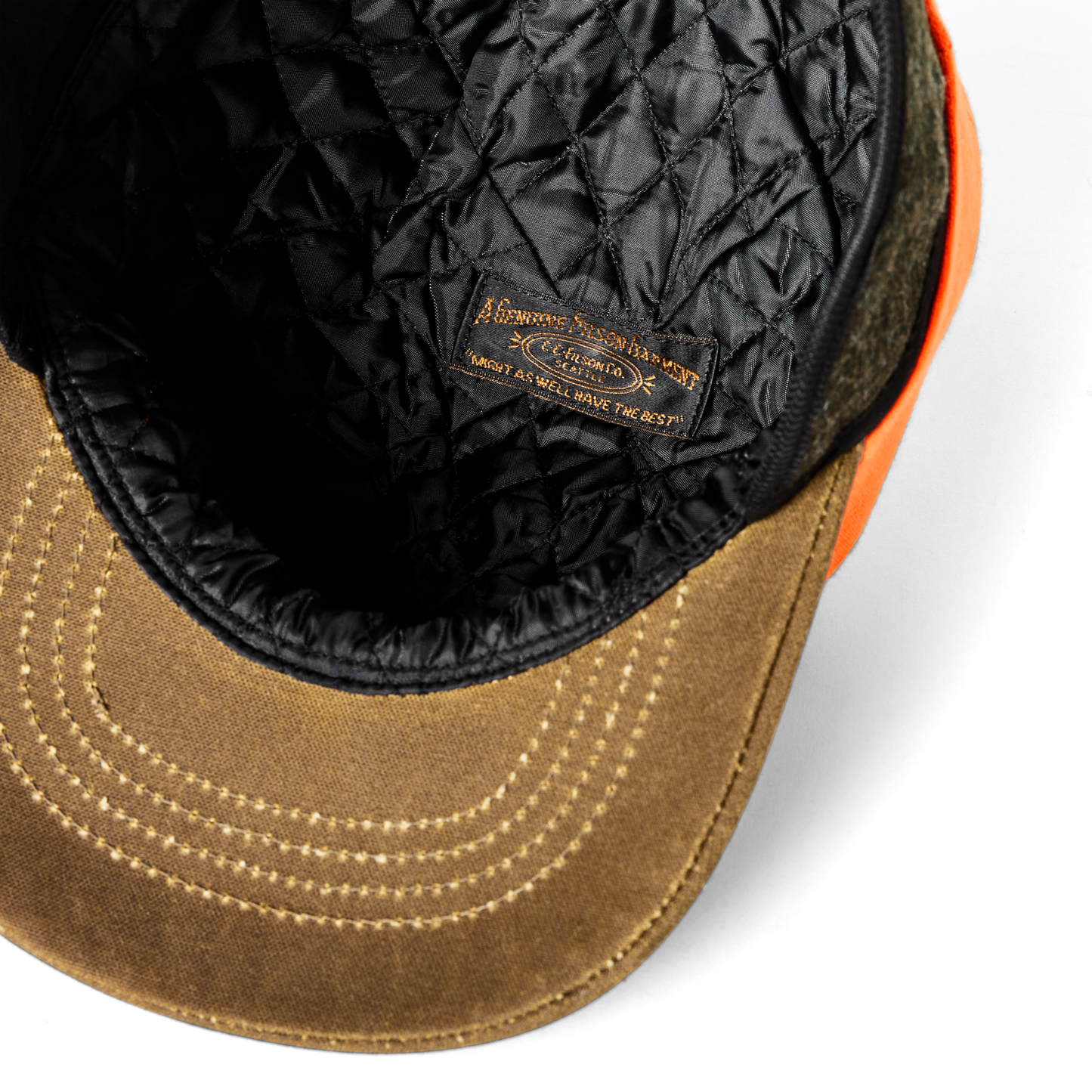 Alternate view of the Filson Insulated Blaze/tin Cloth Cap - Desert Tan/blaze Orange