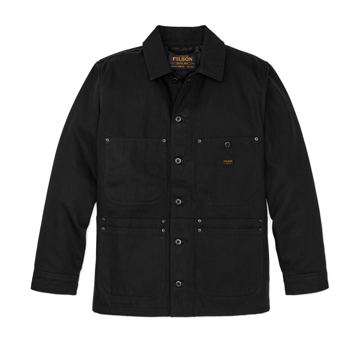 Front-facing image of the Filson Worksmith Insulated Jacket - Black