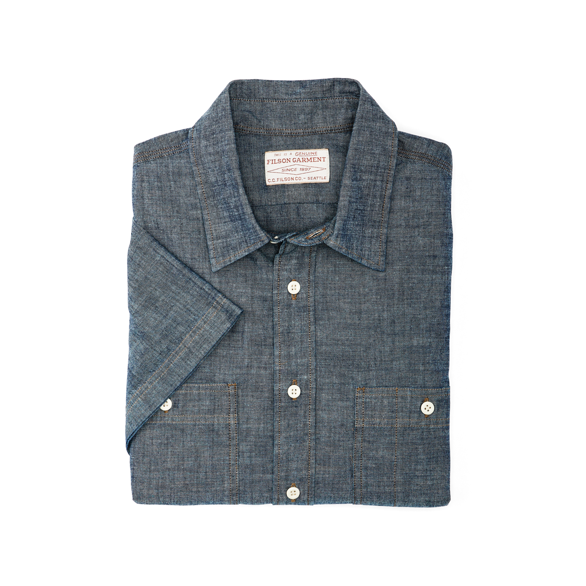 Alternate view of the Filson Short Sleeve Chambray Shirt  - Indigo Chambray