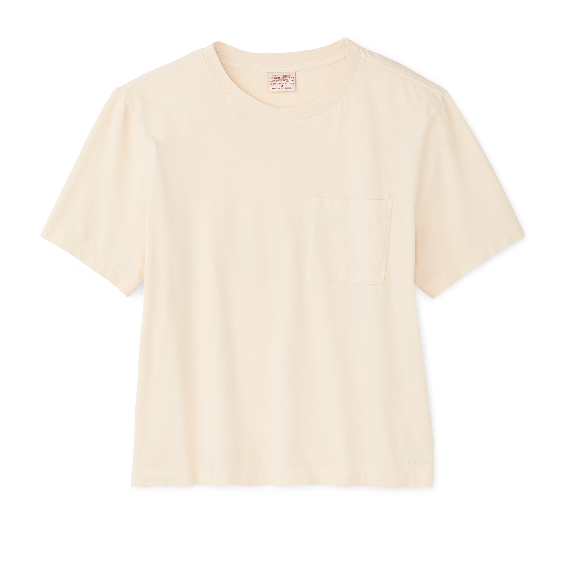 Front-facing image of the Filson Women's Short Sleeve Pocket Tee - Ivory