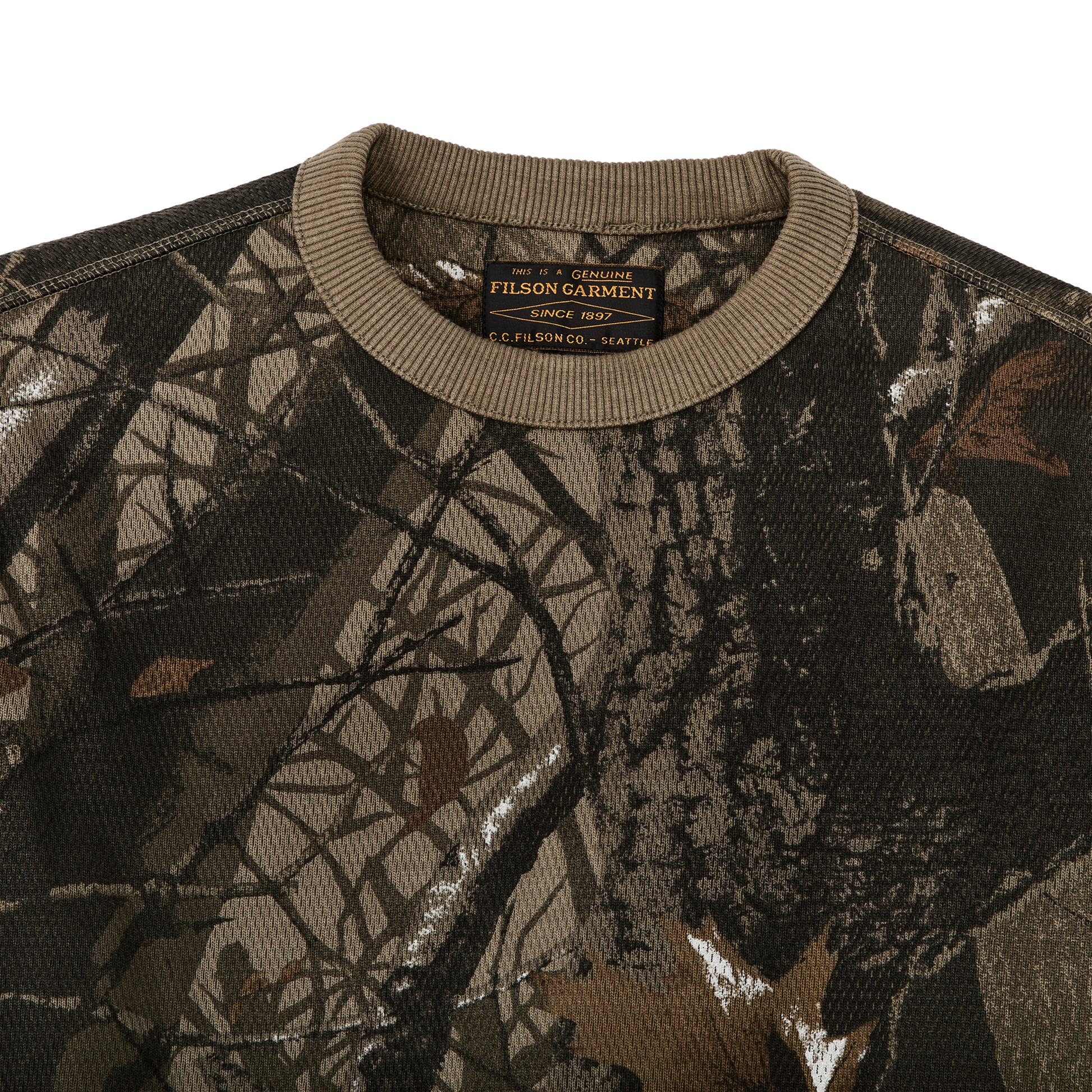 Alternate view of the Filson Waffle Knit Thermal Crewneck - Realtree Hardwoods Camo