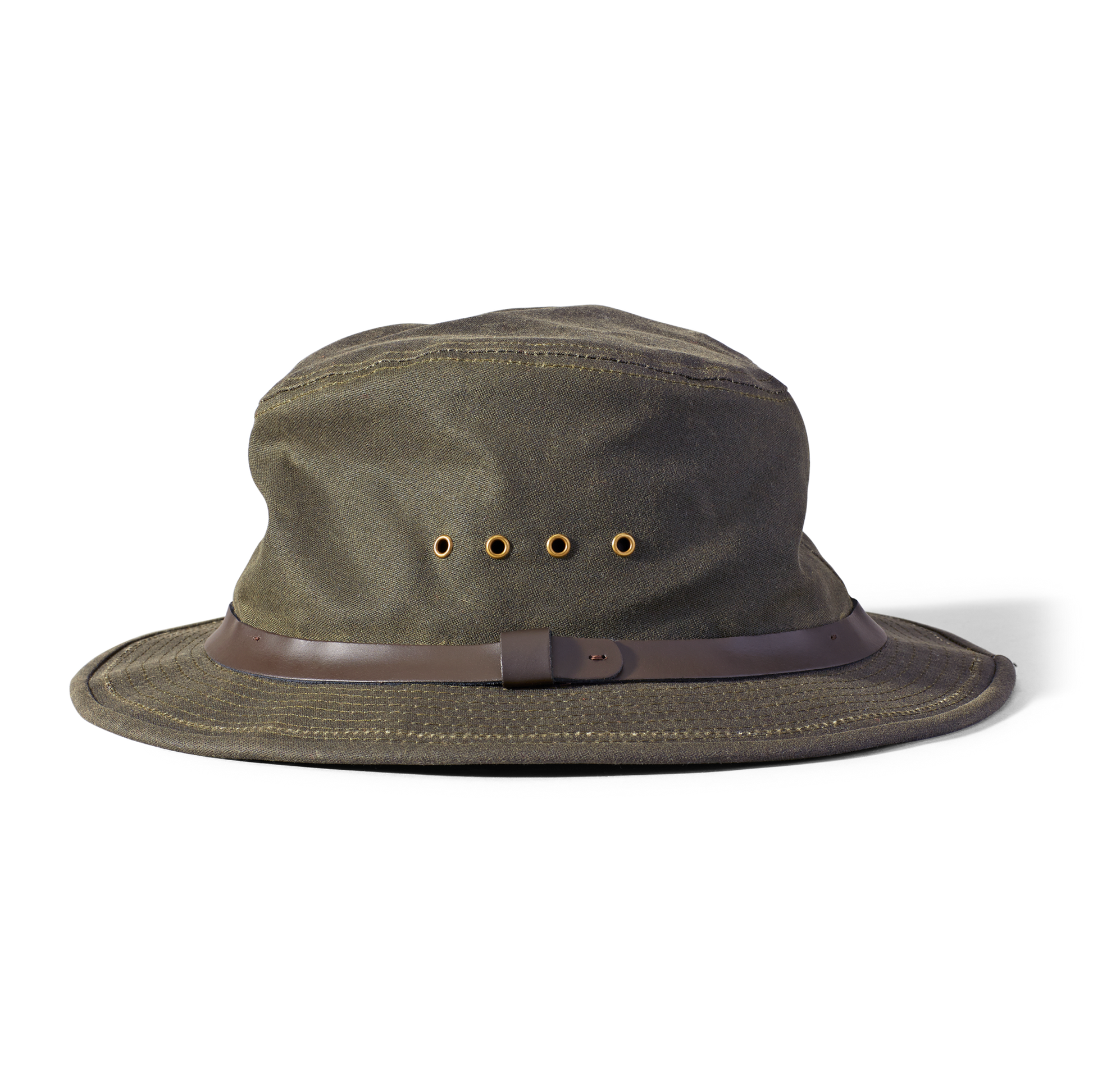 Front-facing image of the Filson Insulated Packer Hat - Otter Green