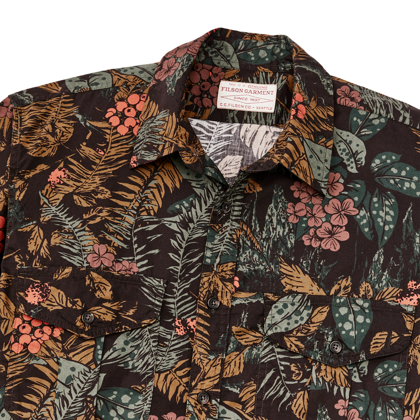 Alternate view of the Filson Filson's Washed Short Sleeve Feather Cloth Shirt - Northwest Rainforest