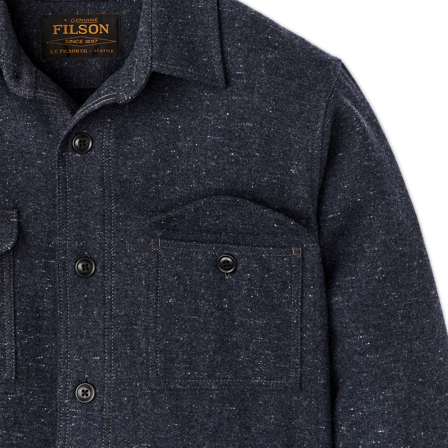 Alternate view of the Filson Heathered Wool Jac-shirt - Blue Heather