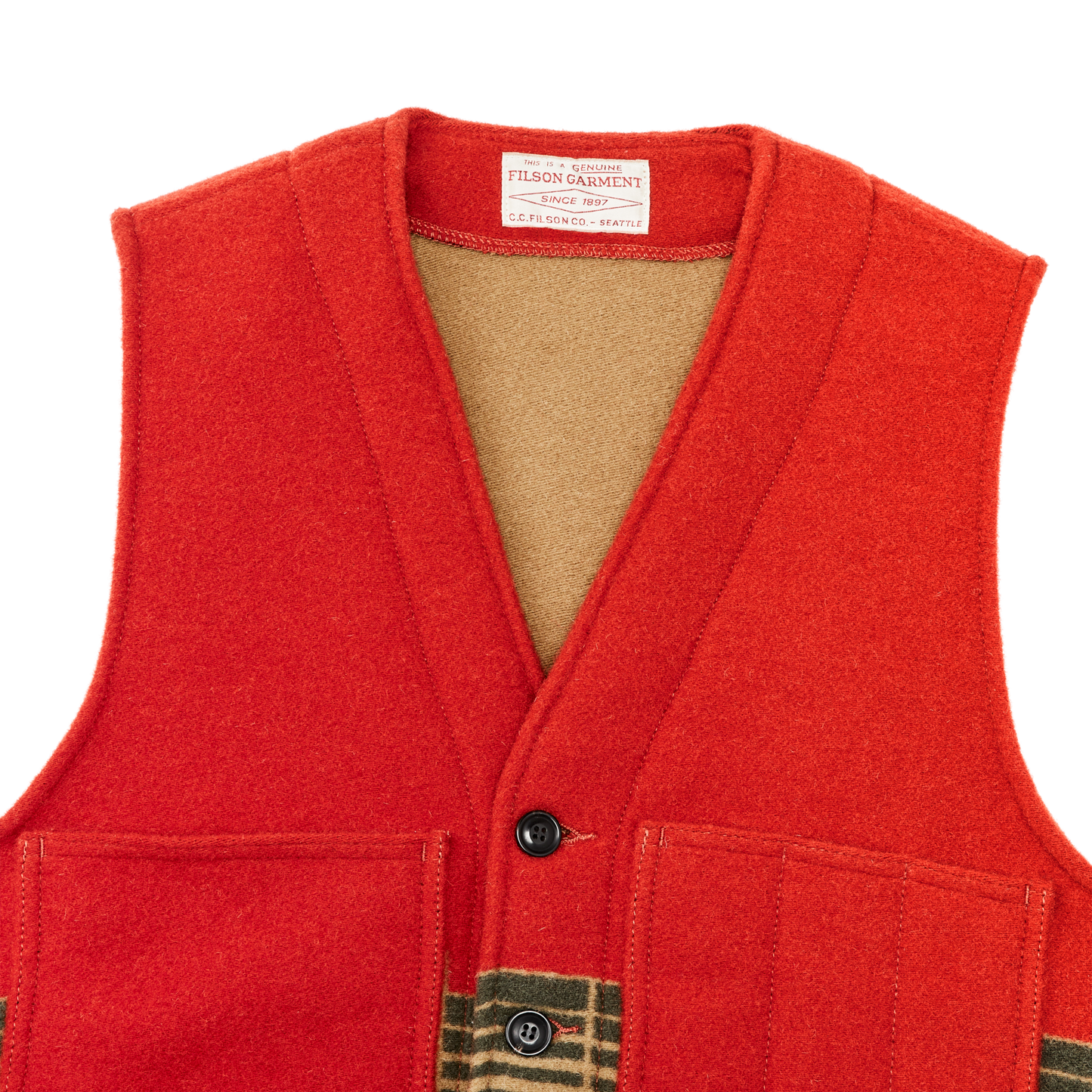 Alternate view of the Filson Jacquard Wool Vest - Red / Khaki / Forest Multi