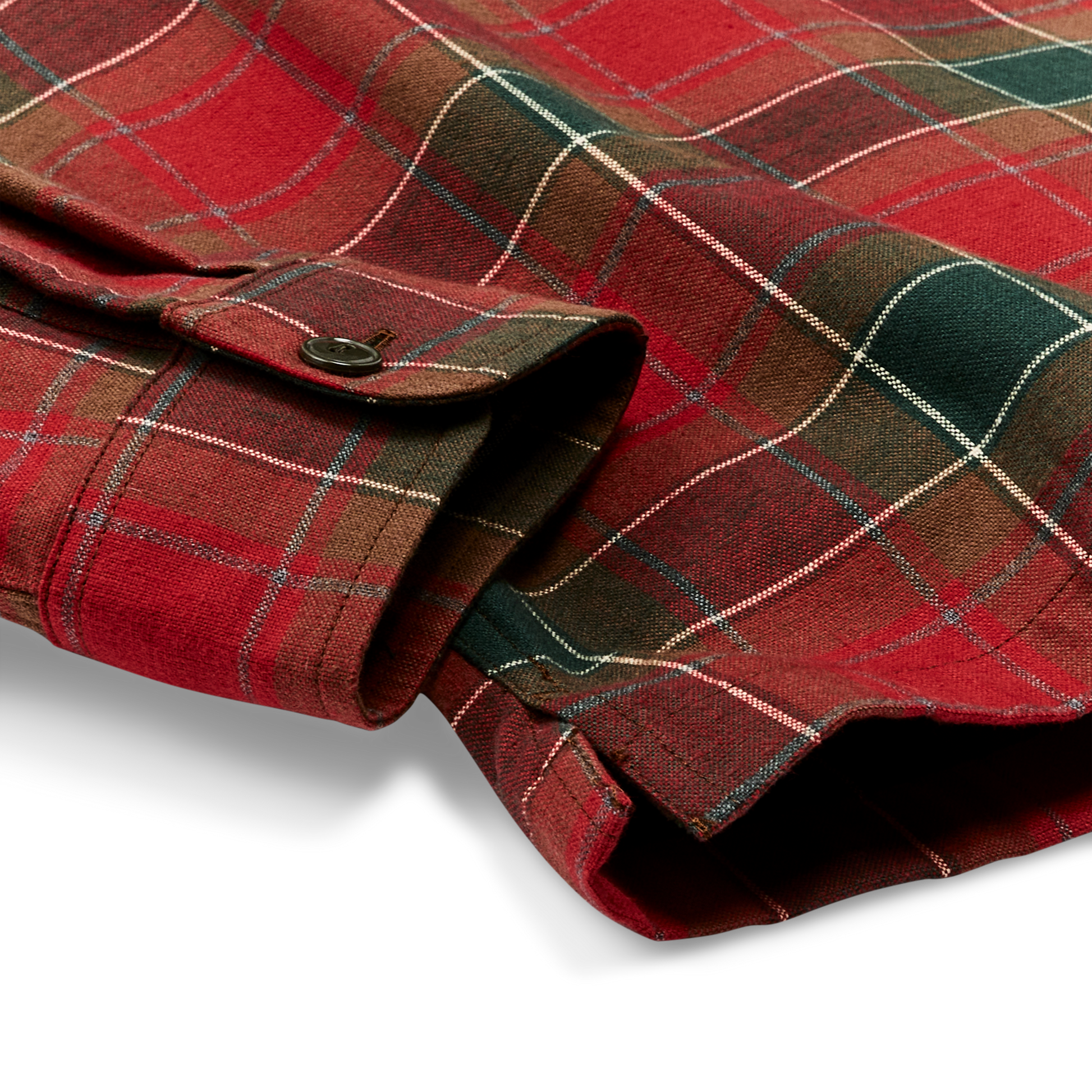 Alternate view of the Filson Elk Heights Camp Shirt - Sycamore Green / Red Plaid