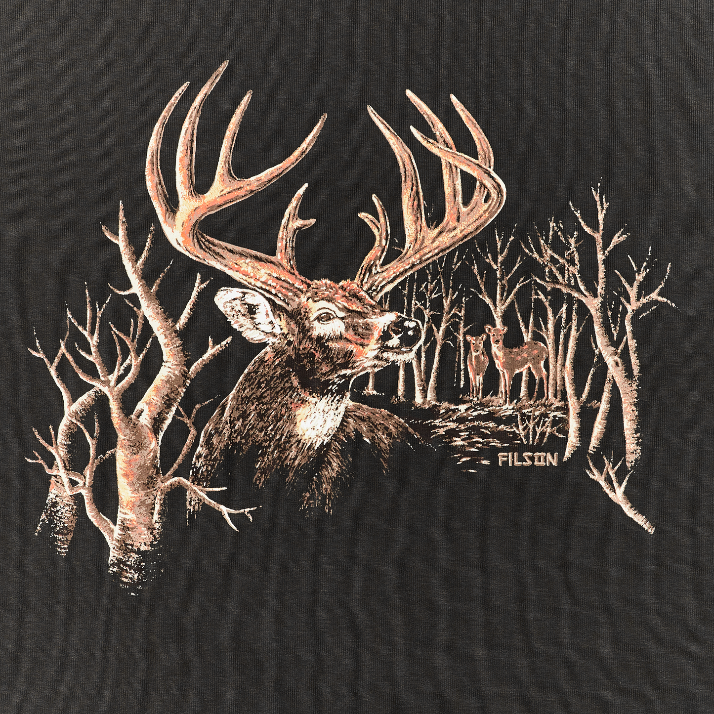 Alternate view of the Filson Prospector Graphic Crewneck Sweatshirt - Faded Black / Deer Woods