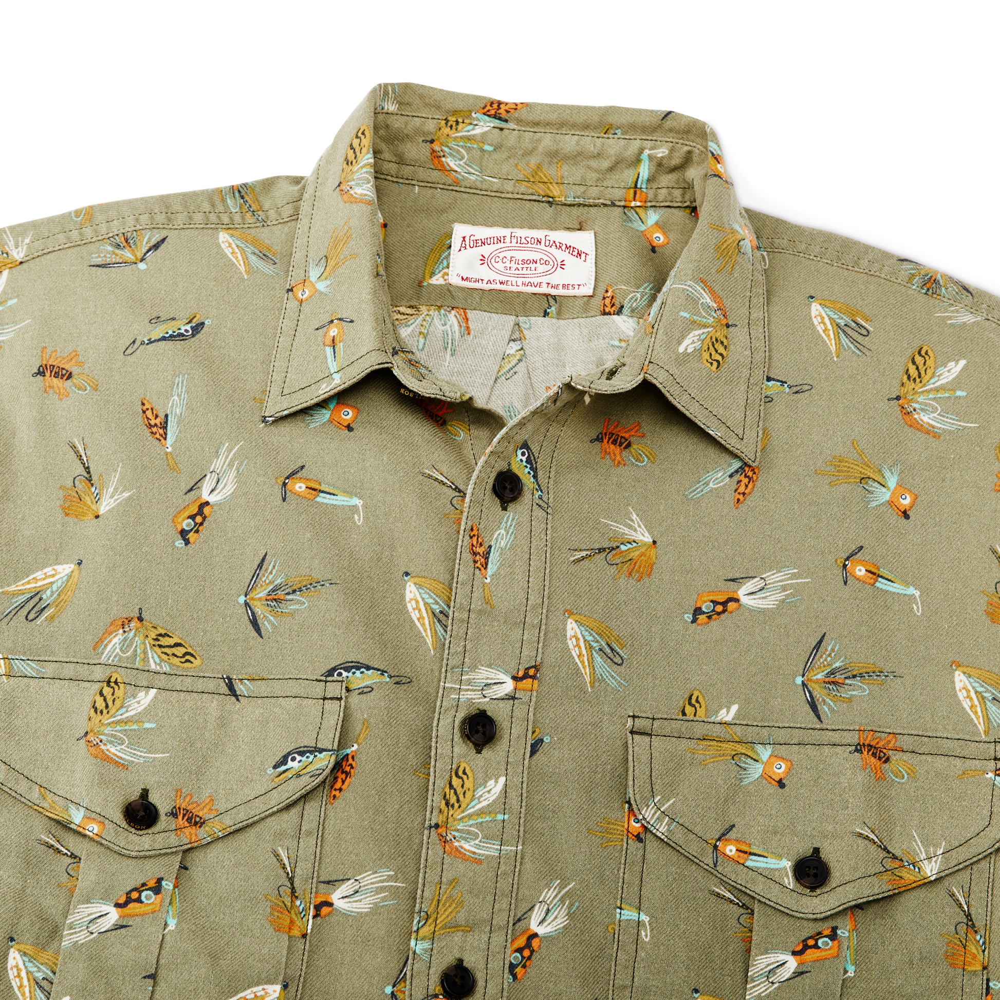 Alternate view of the Filson Short Sleeve Lightweight Alaskan Guide Shirt  - Lures Olive