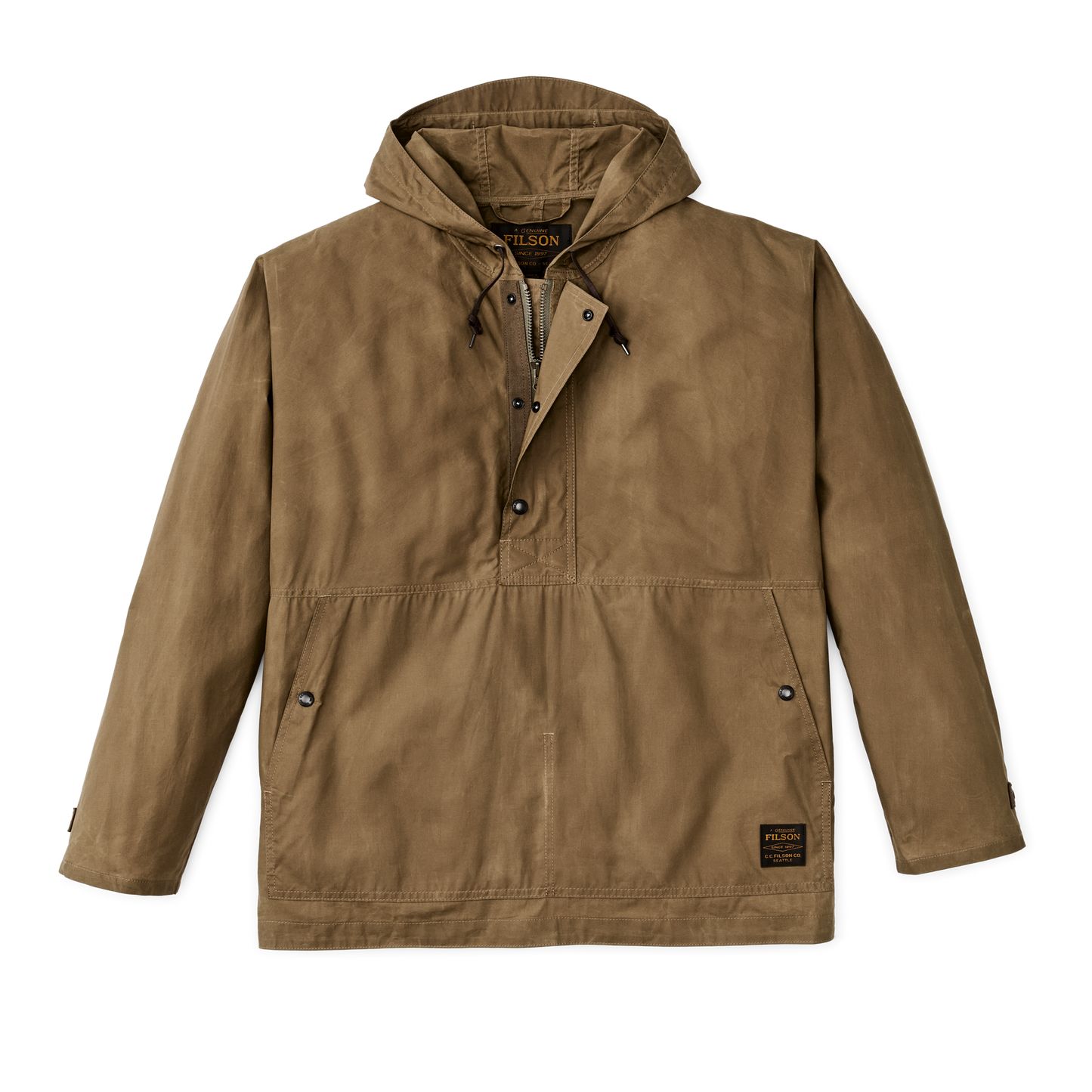 Front-facing image of the Filson Ranger Lightweight Anorak - Dark Beige