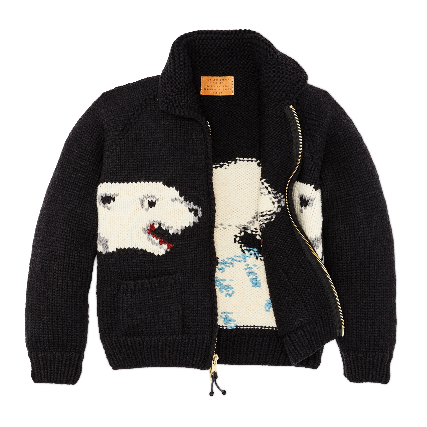 Alternate view of the Filson Handmade Full-zip Sweater - Black / White Polar Bear