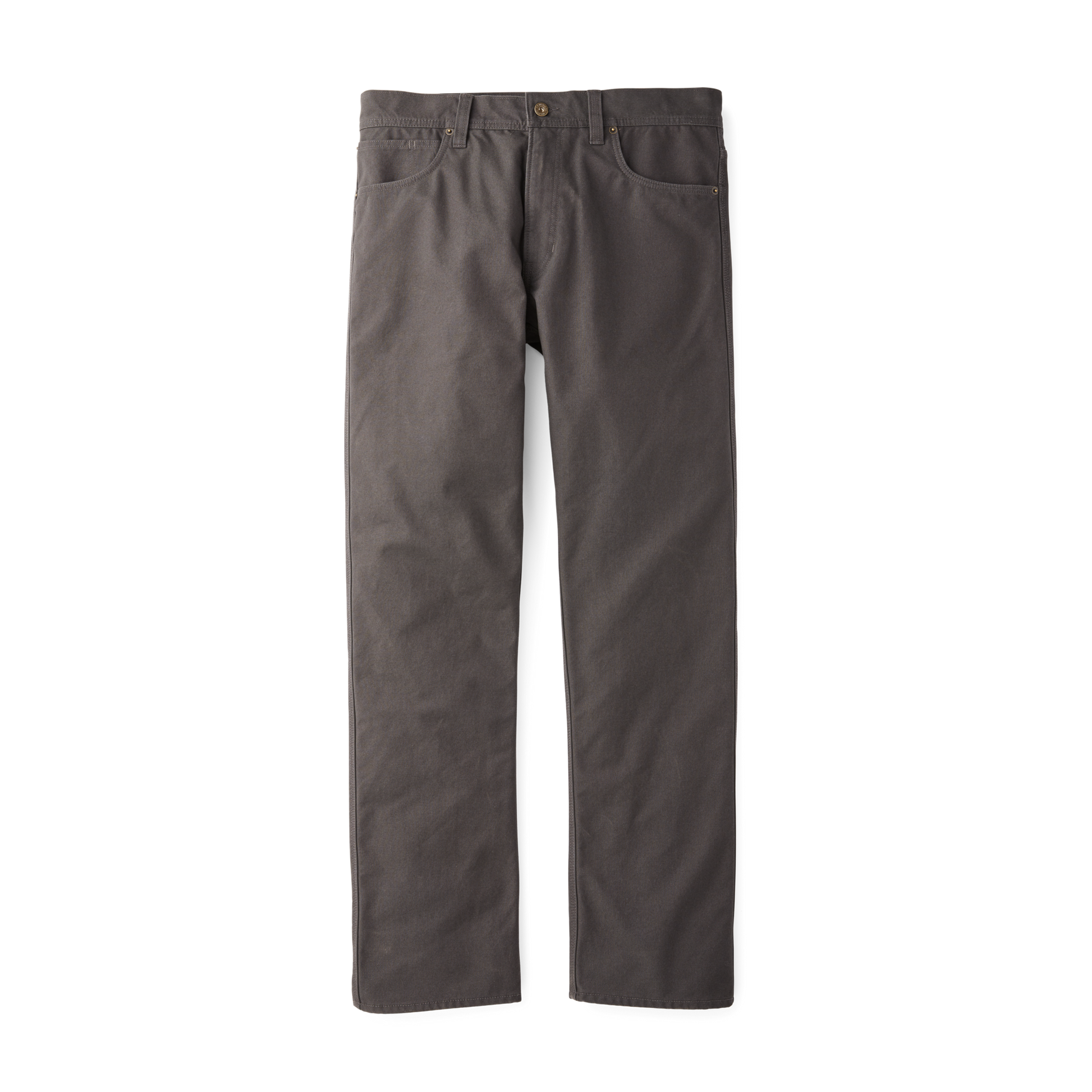 Front-facing image of the Filson Flannel-lined Dry Tin Cloth Pants - Raven W/charcoal/black