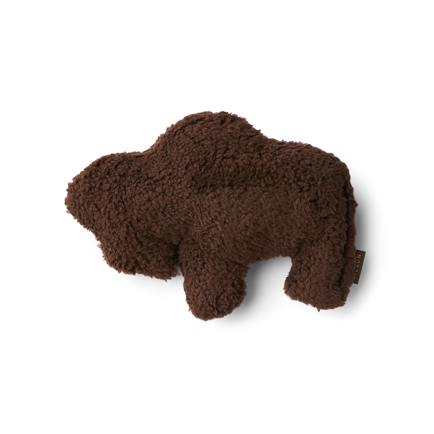 Front-facing image of the Filson Bison Dog Toy - Brown