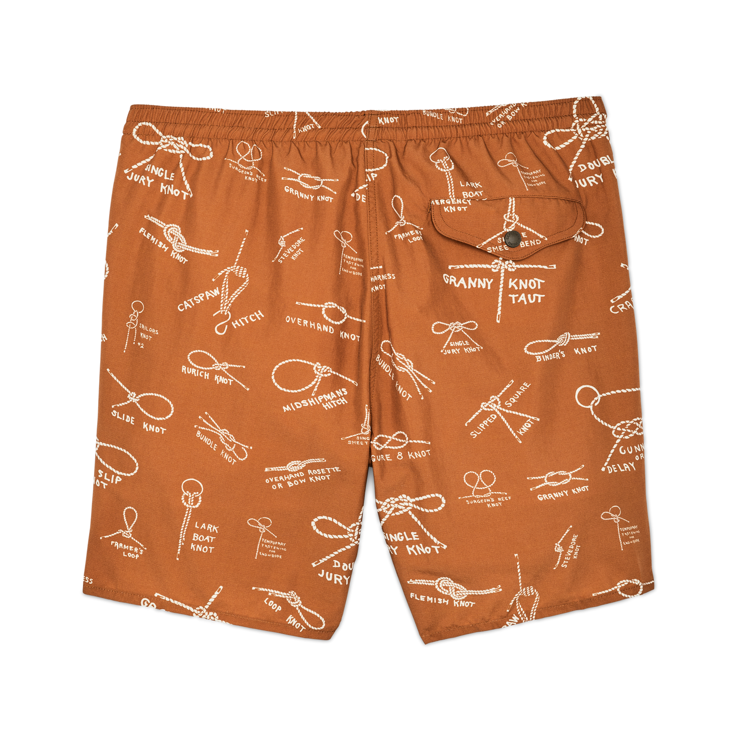 Alternate view of the Filson Oxbow Lake Trunks - Bourbon / Knots