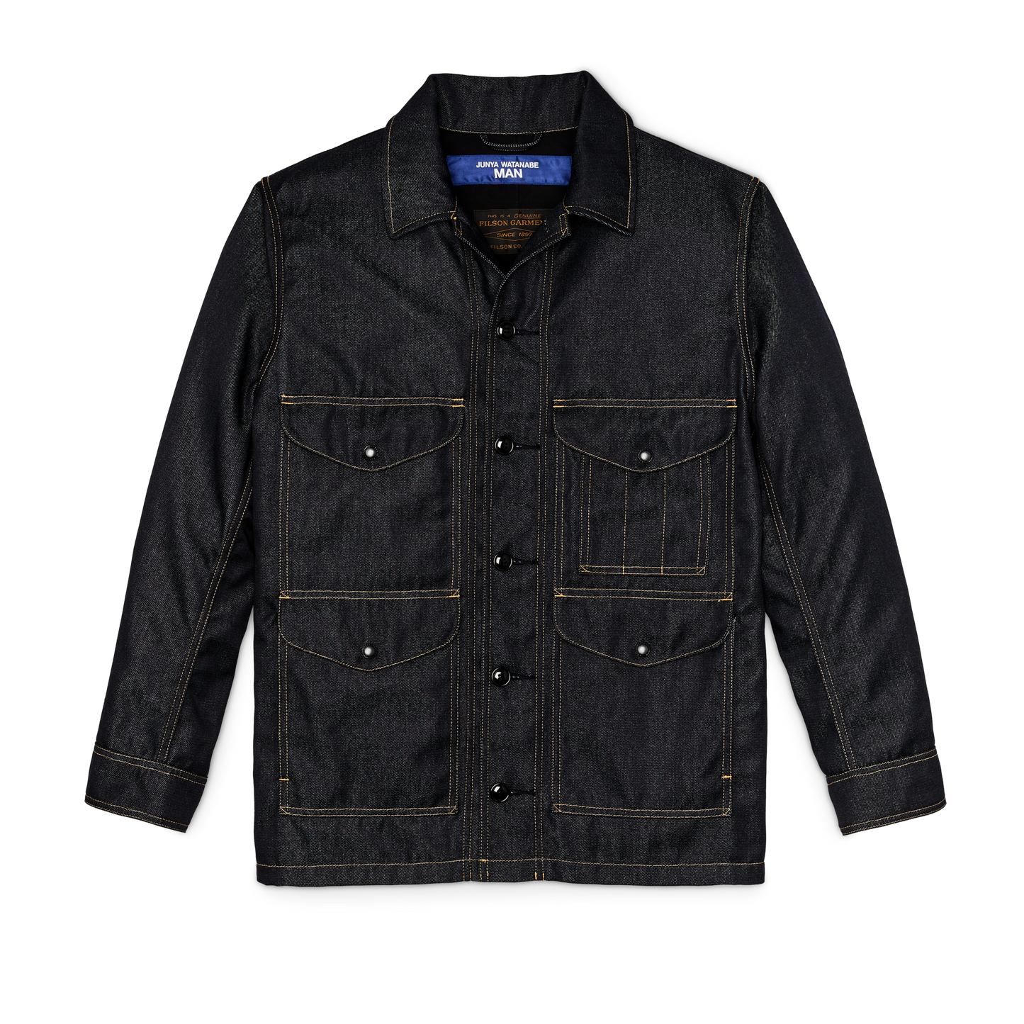 Front-facing image of the Filson Junya Watanabe Cruiser - Indigo / Black