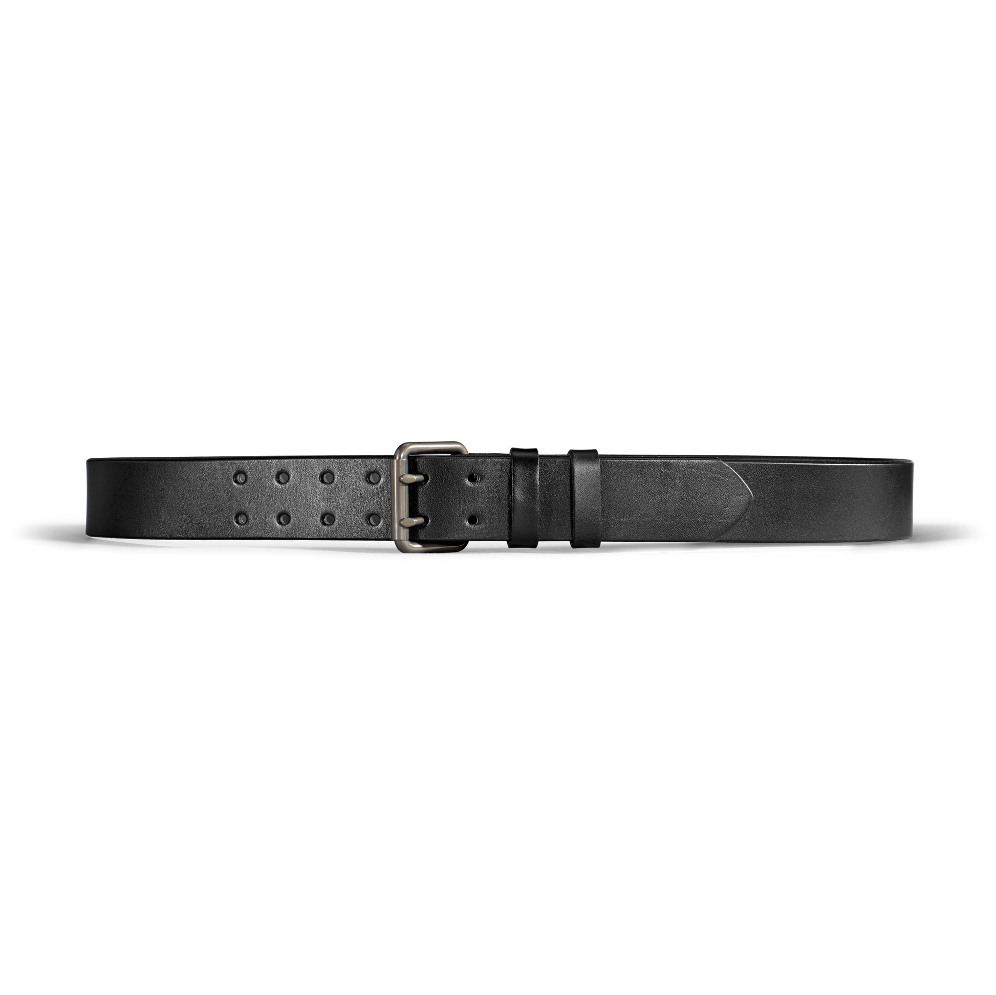 Front-facing image of the Filson Bridle Leather Double Prong Belt - Black