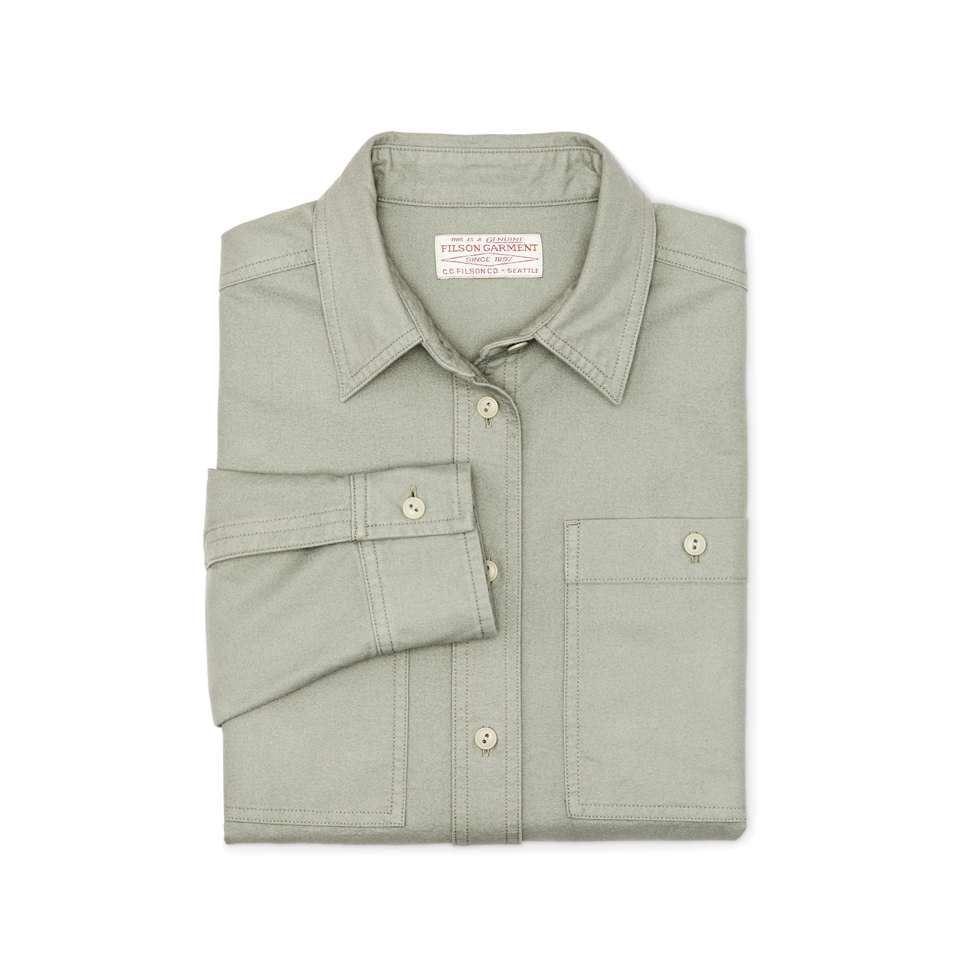 Alternate view of the Filson Women's Field Chamois Shirt - Desert Sage