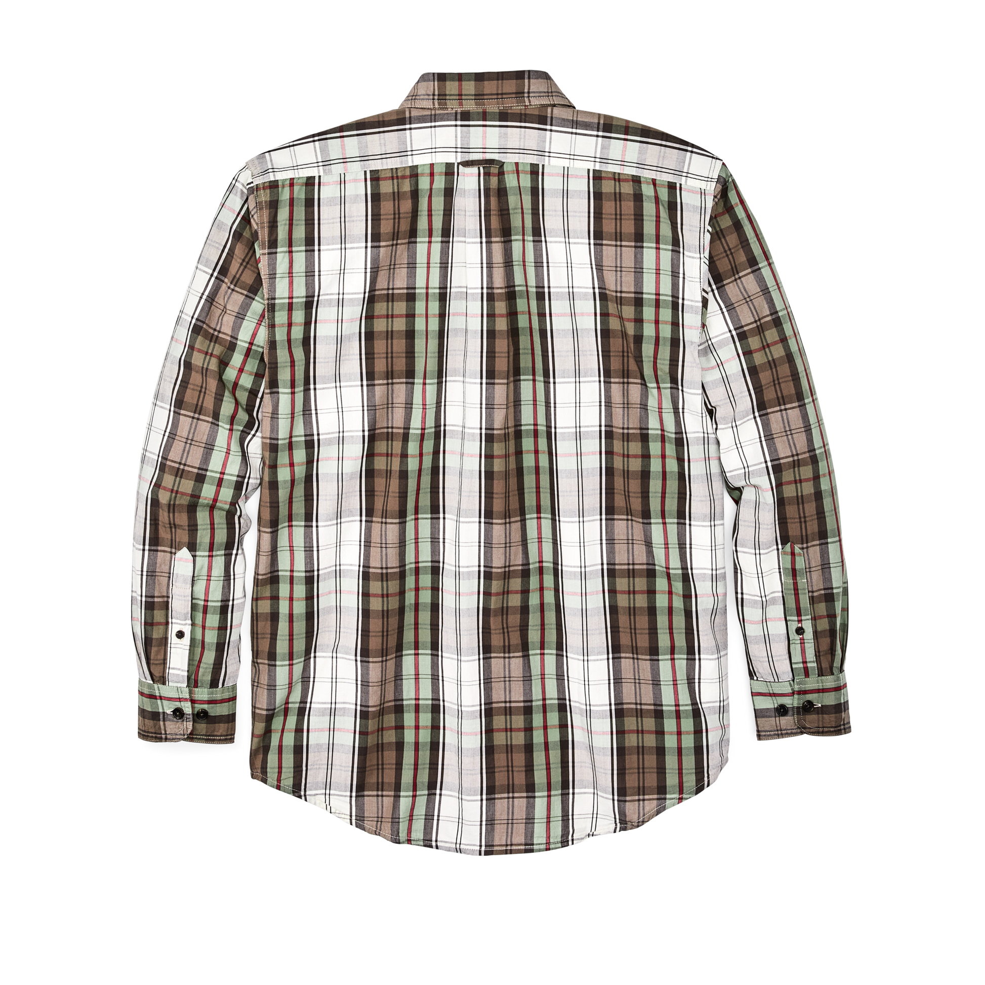 Alternate view of the Filson Filson's Washed Feather Cloth Shirt - Sage / Olive Plaid