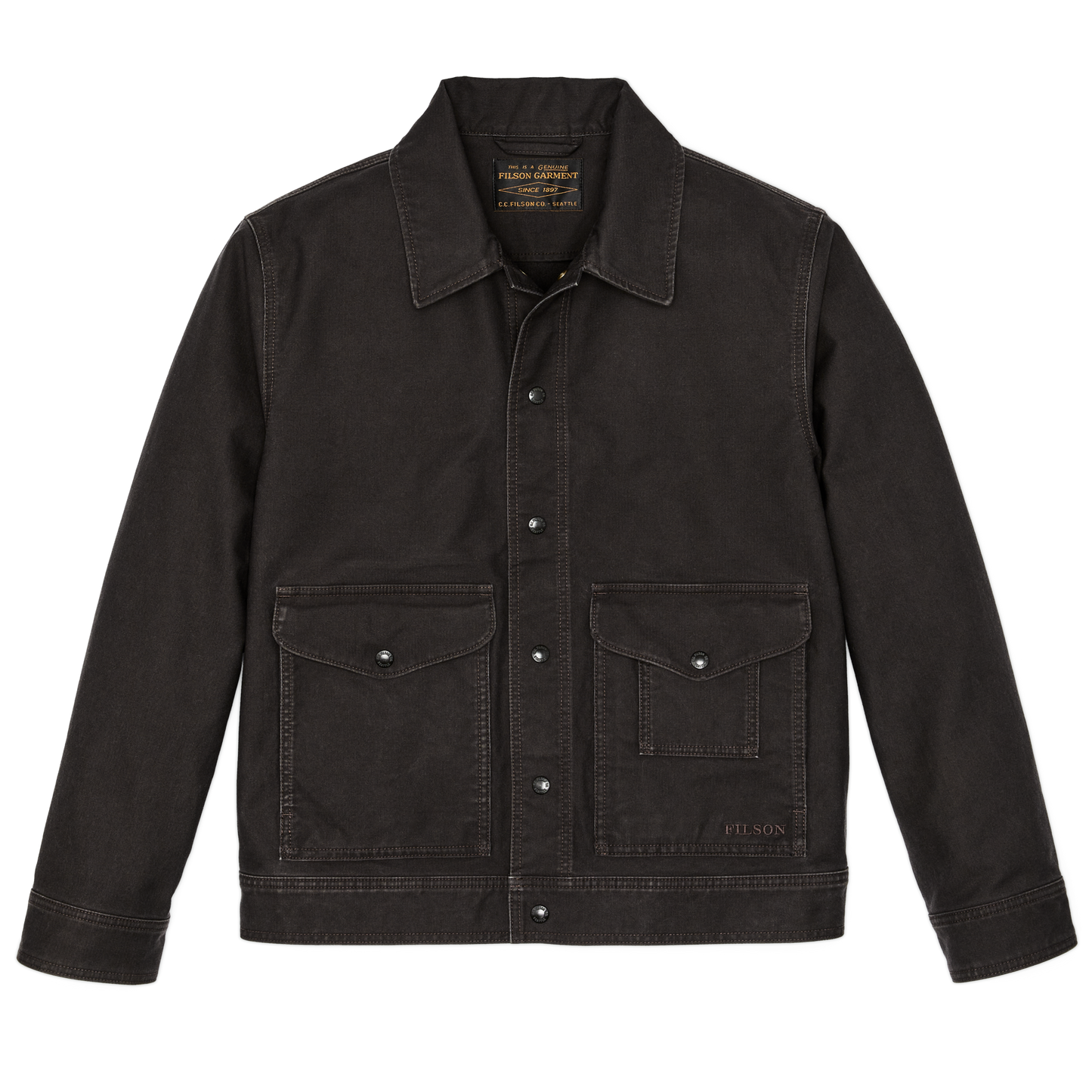 Front-facing image of the Filson Jungle Cloth Work Jacket - Cinder