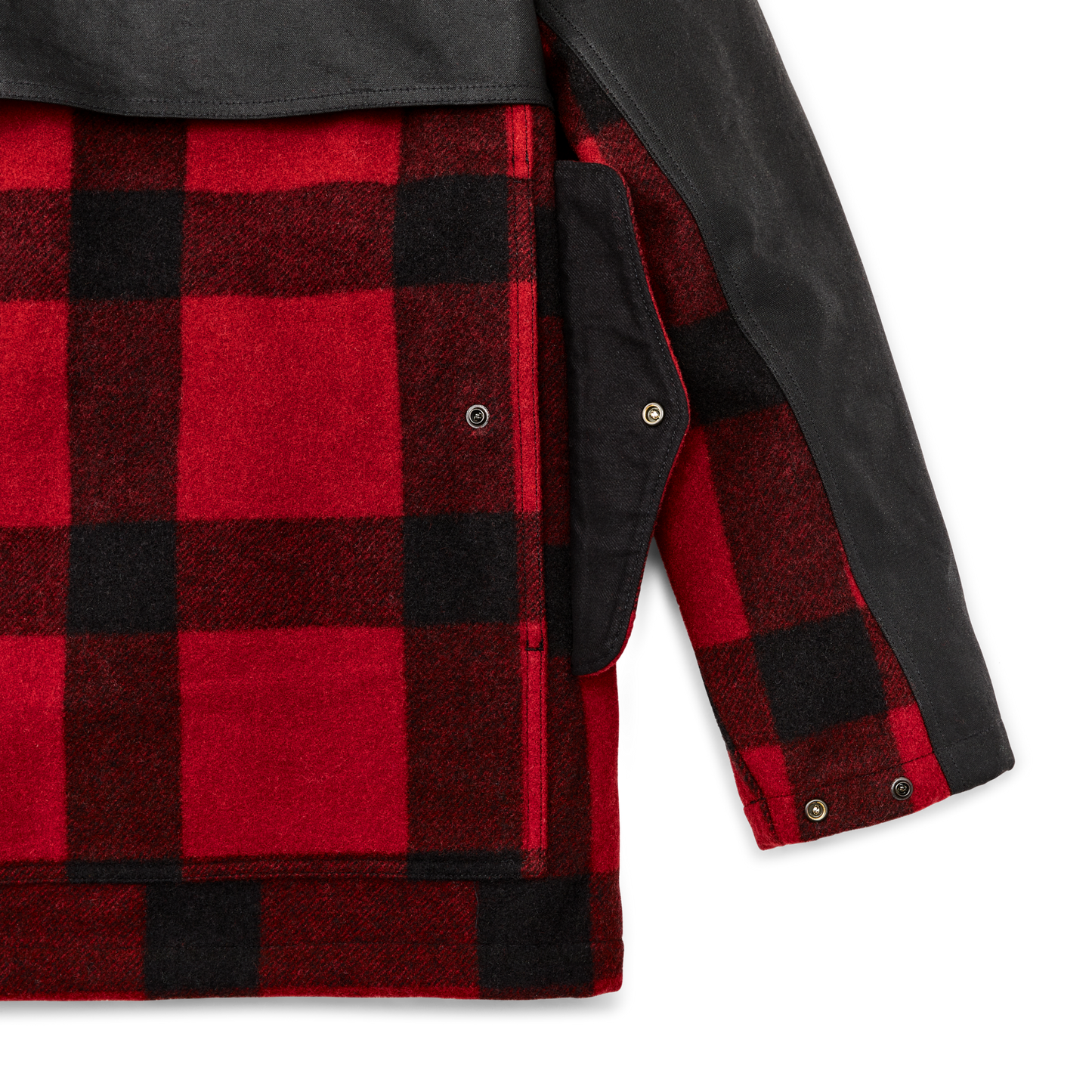 Alternate view of the Filson Mackinaw Wool Double Coat  - Red Black Classic Plaid