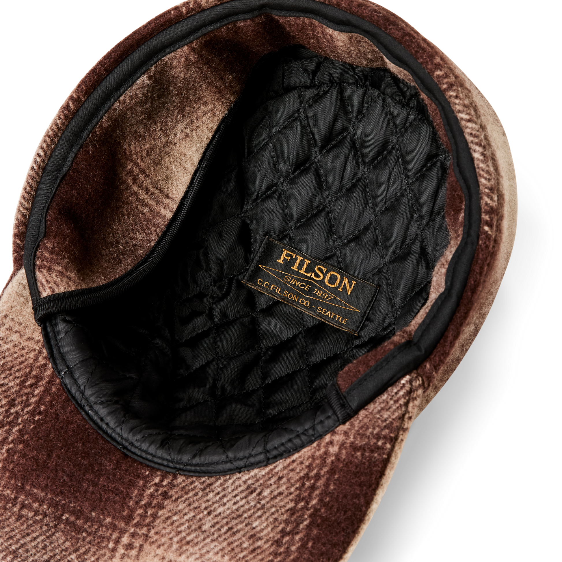 Alternate view of the Filson Mackinaw Wool Cap - Brown / Tan Ombre