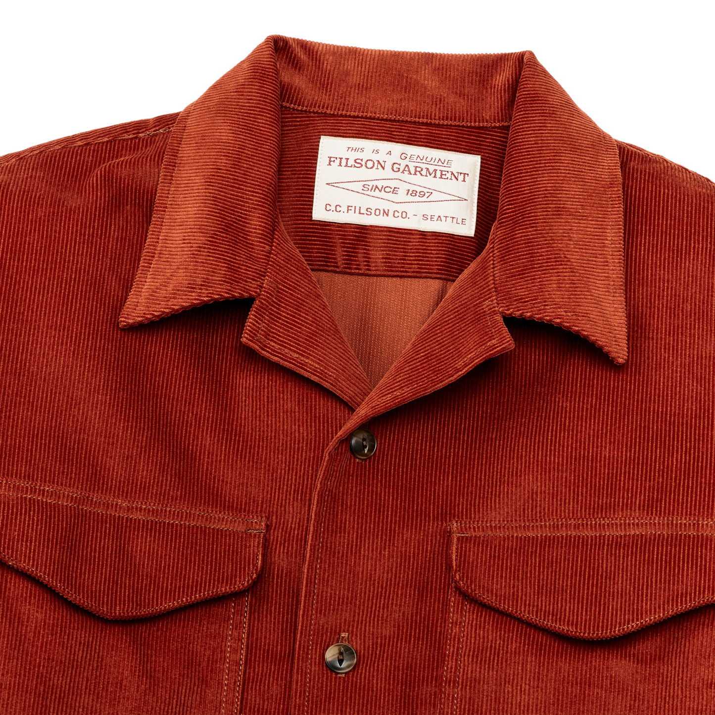 Alternate view of the Filson Corduroy Camp Shirt - Rust